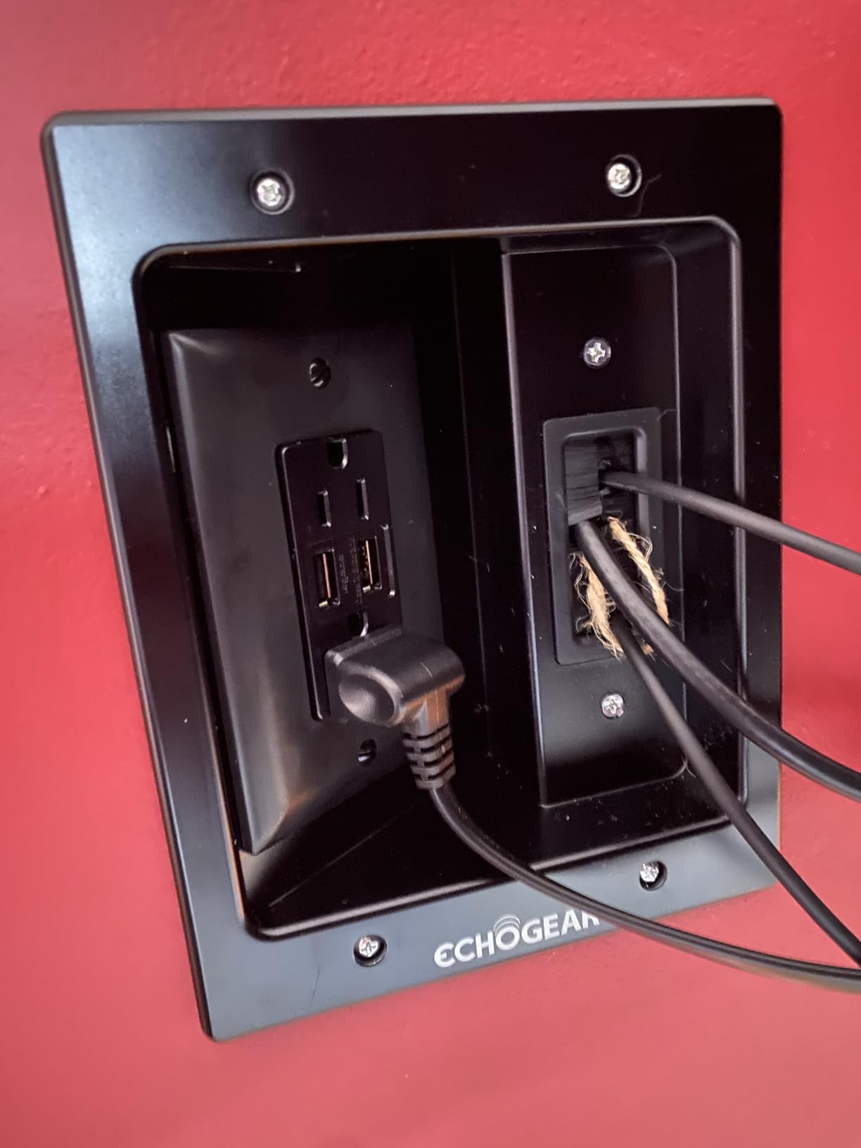 ECHOGEAR TV Cord Hider for Wall Mounted TV - Dual Outlet in-Wall Cable Management Kit for Power & Low Voltage Cables - Includes 6.25