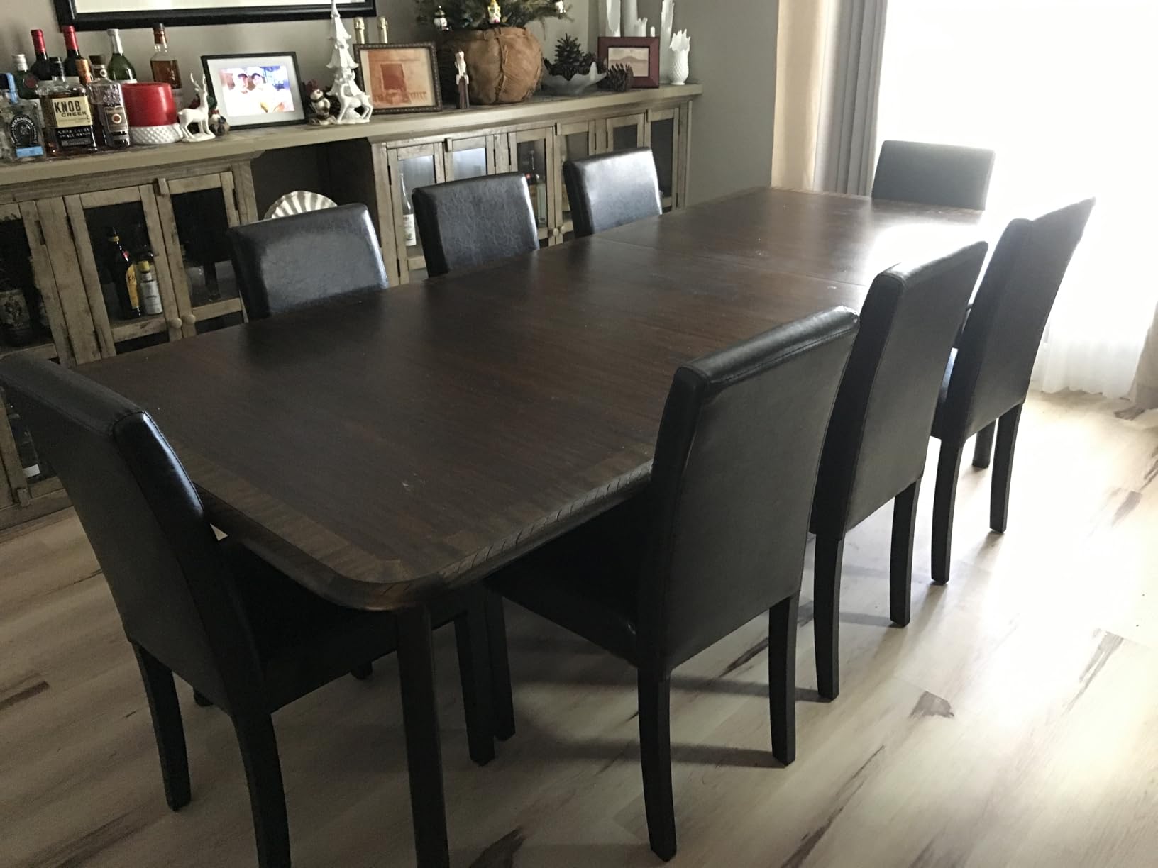 Yaheetech Dining Chairs Set of 4 PU Leather Upholstered Parsons Dining Chairs with Solid Wood Legs for Kitchen/Living Room/Restaurant, Modern Style, Black customer photo 2