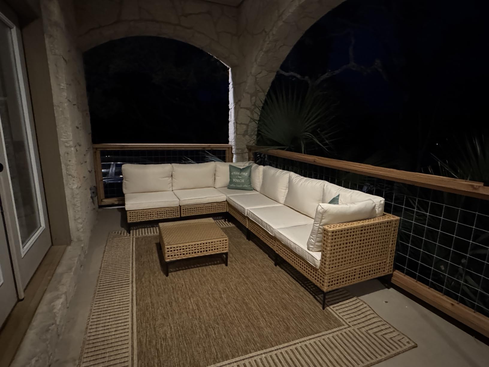 Nuloom Asha Light Brown/Ivory, 5' x 8', Casual, Striped Border, Soft and Cozy, High Traffic, Stain Resistant, Easy Clean, Durable Area Rug for Indoor/Outdoor Patio, Deck, Porch, Garden, Courtyard customer photo 2