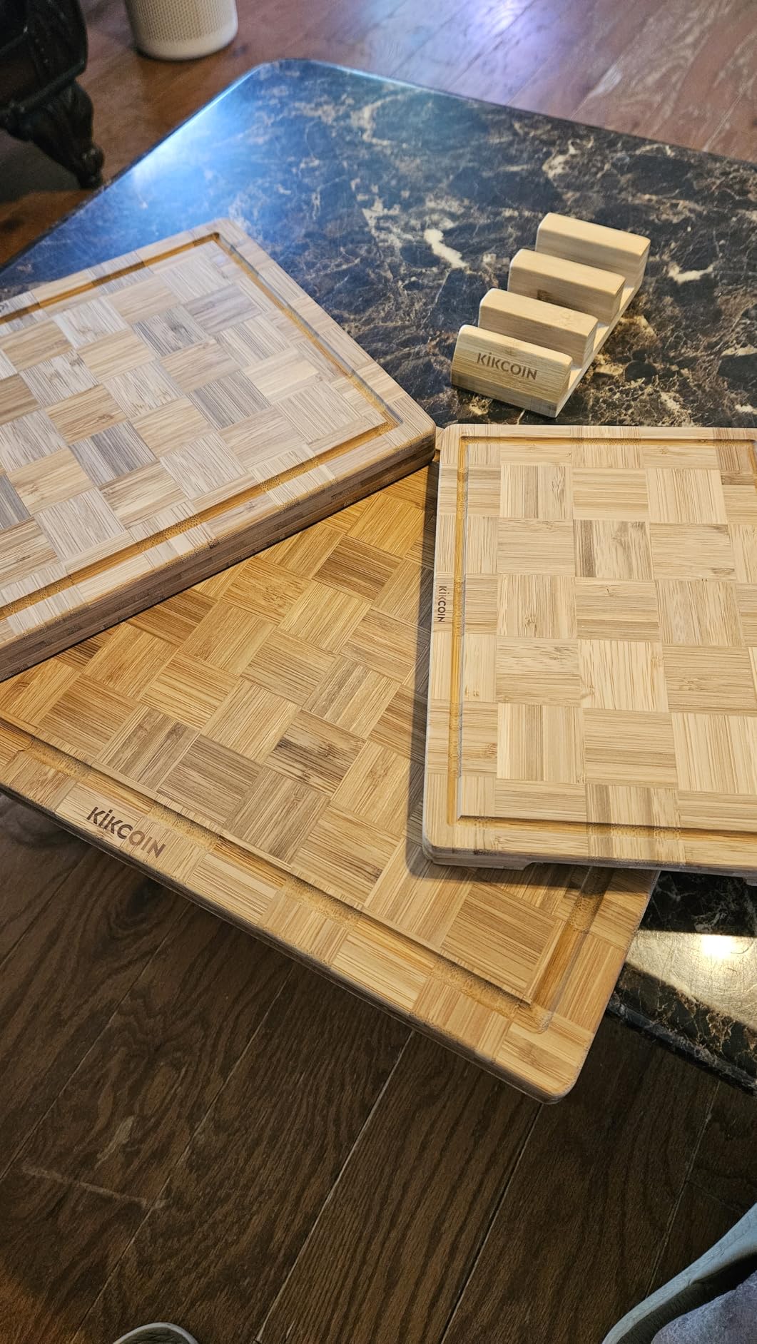 Kikcoin Extra Large Bamboo Cutting Boards, (Set of 3) Chopping Boards with Juice Groove customer photo 1