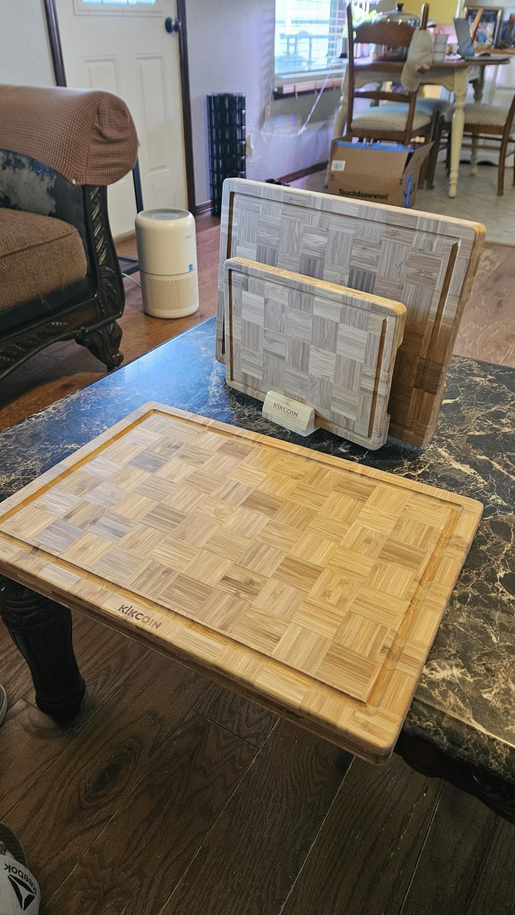 Kikcoin Extra Large Bamboo Cutting Boards, (Set of 3) Chopping Boards with Juice Groove customer photo 2