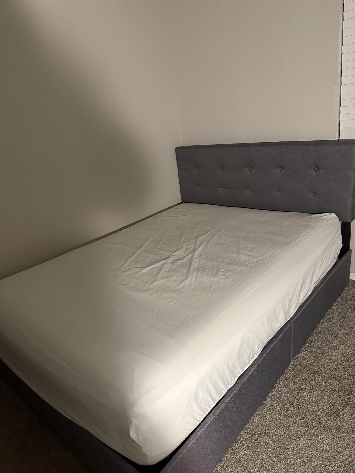 Allewie Upholstered Queen Size Platform Bed Frame with 4 Storage Drawers and Headboard, Square Stitched Button Tufted, Mattress Foundation with Wooden Slats Support, No Box Spring Needed, Light Grey customer photo 1