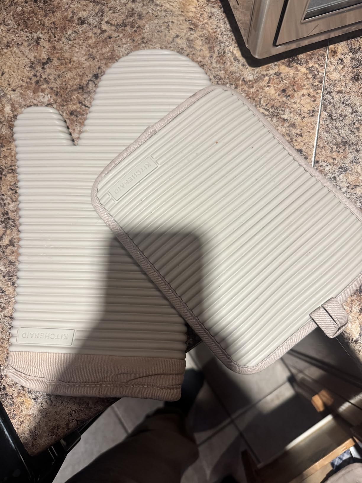 KITCHENAID Ribbed Soft Silicone Pot Holder 2-Pack Set, Matte Black, 7