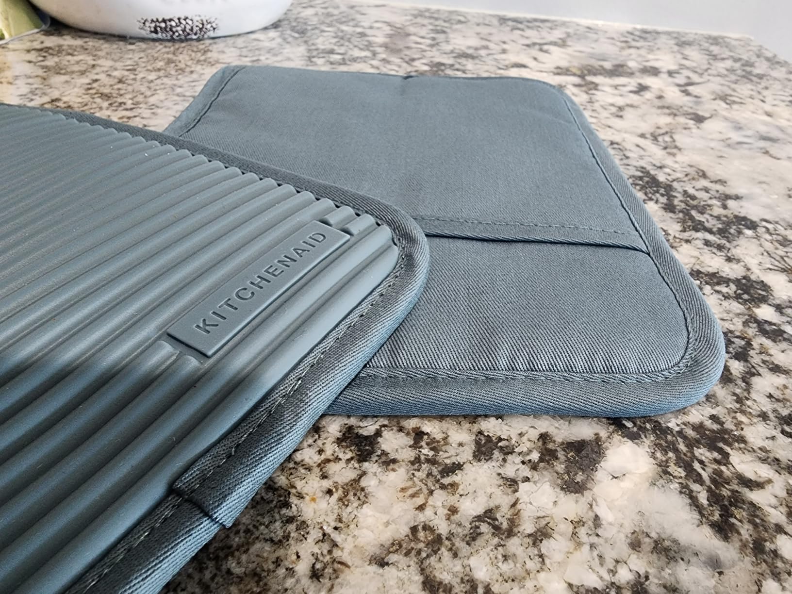 KITCHENAID Ribbed Soft Silicone Pot Holder 2-Pack Set, Matte Black, 7