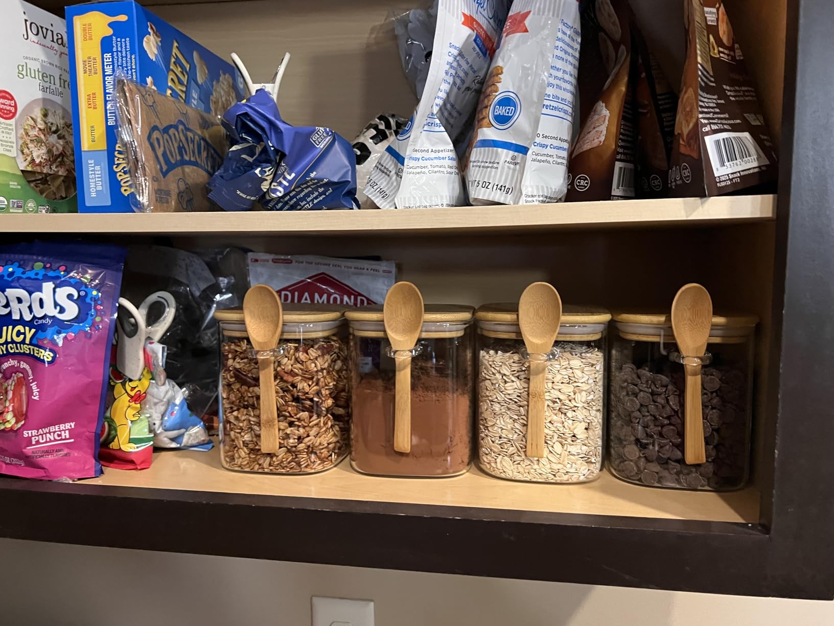 ComSaf Airtight Glass Storage Canister with Lids (0.7Qt/1.2Qt/1.6Qt) Set of 6, Food Storage Container Kitchen Pantry Storage Jar, Glass Jars for Flour Cereal Sugar Tea Coffee Beans Snacks, Square customer photo 2