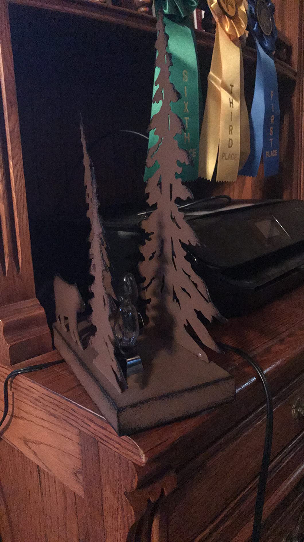 Rustic Metal Bear Silhouette Table Lamp - Forest-Inspired Night Light for Cabin customer photo 2