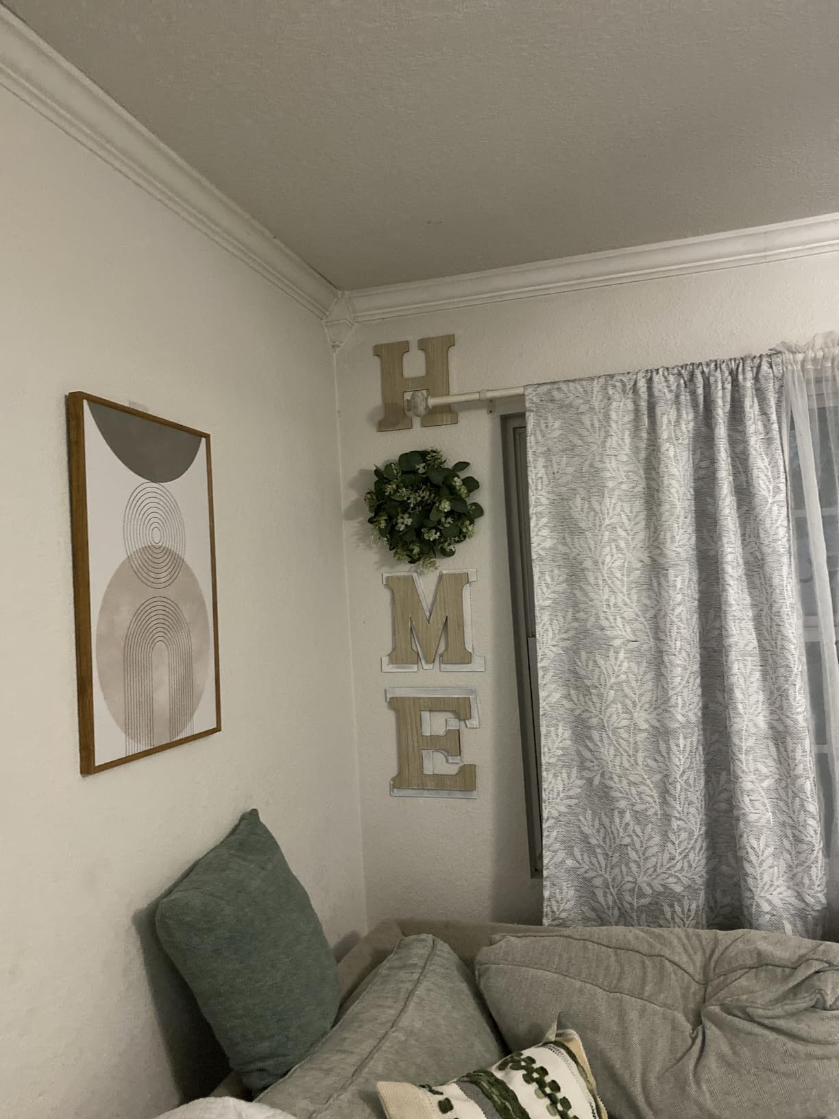 Pinkpum Wood Home Sign with Artificial Eucalyptus Wreath for O, Hanging Farmhouse Wall House Decor Wood Letters for Wall Art Rustic Home Decor customer photo 2