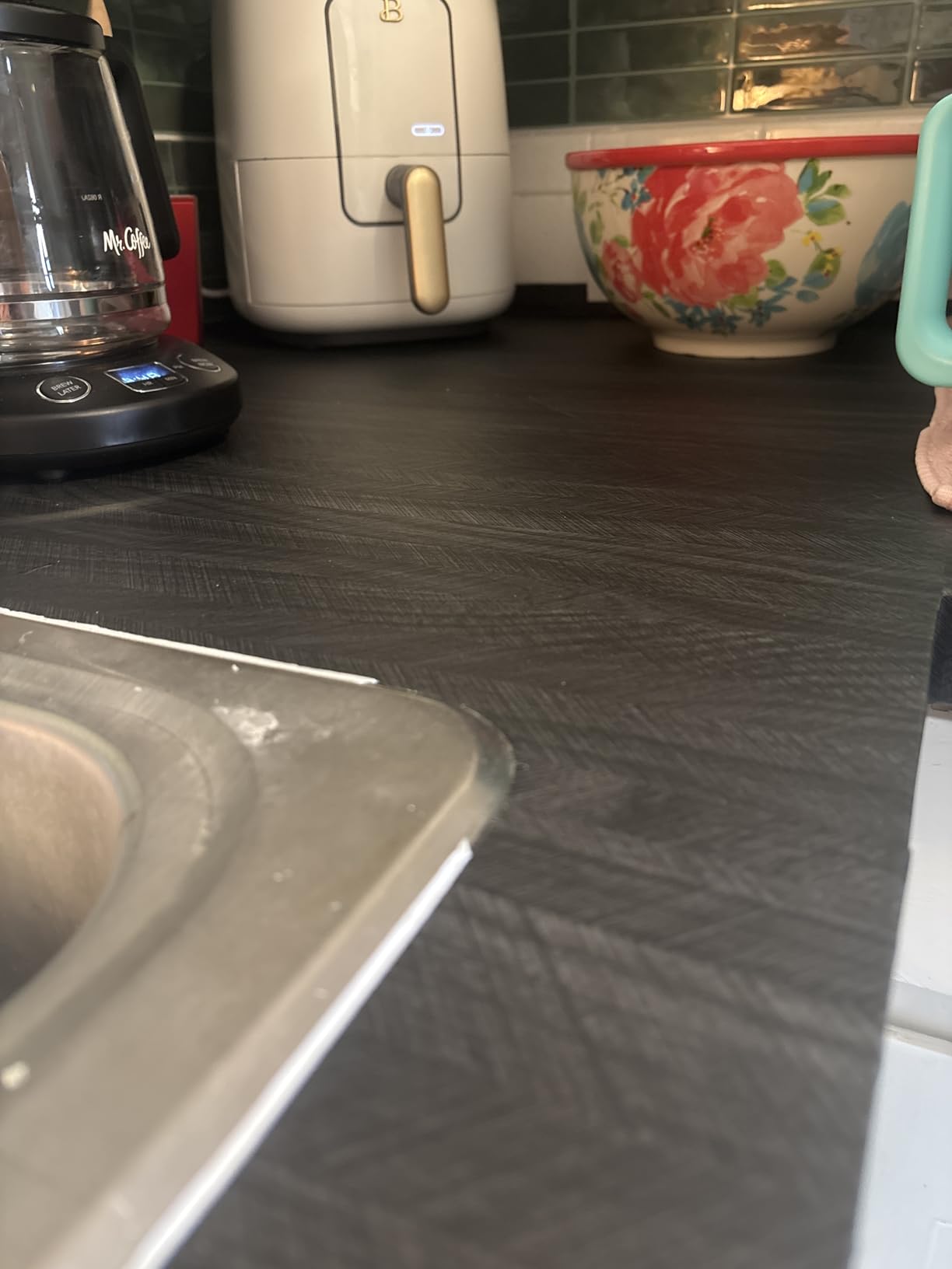 WESTICK Black Wood Countertop Contact Paper Peel and Stick Wallpaper Waterproof Self Adhesive Faux Wood Grain Contact Paper for Countertops Kitchen Cabinets Wall Furniture Wooden Vinyl Wrap 15.8