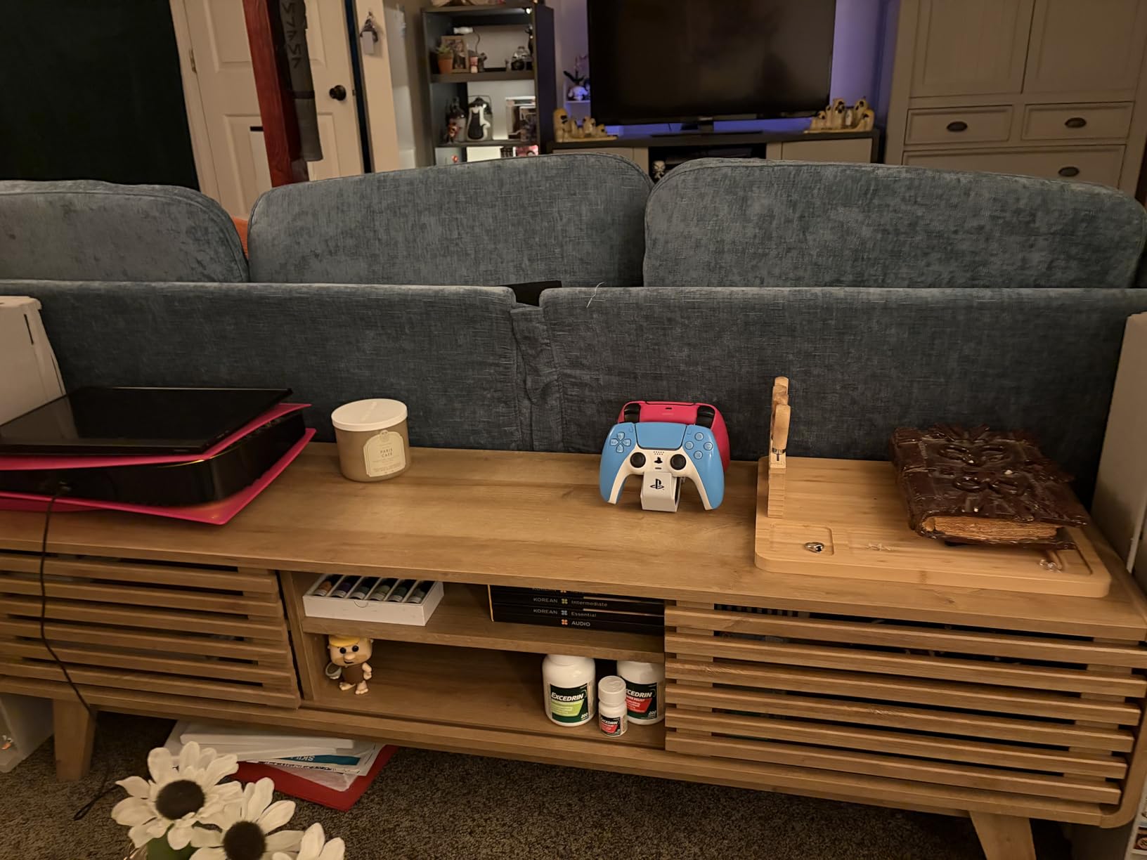 mopio Ensley TV Stand, Mid Century Modern for 55/60/65 inch TV, Farmhouse TV Stand, Entertainment Center with Storage, TV and Media Console for Living Room (Walnut, 59 inch Low) customer photo 2