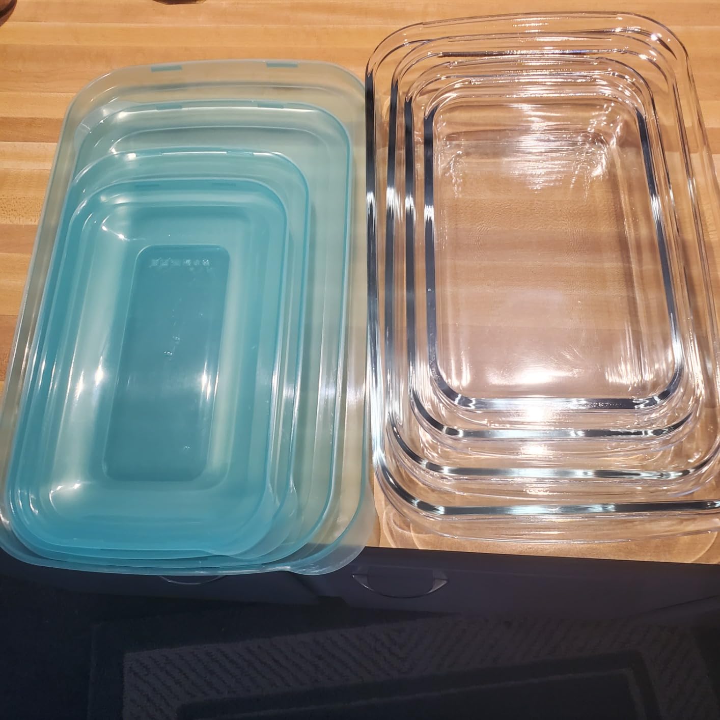 KOMUEE 8 Pieces Glass Baking Dish with Lids Rectangular Glass Baking Pan Bakeware Set with Lids, Baking Pans for Lasagna, Leftovers, Cooking, Kitchen, Fridge-to-Oven, Gray customer photo 2