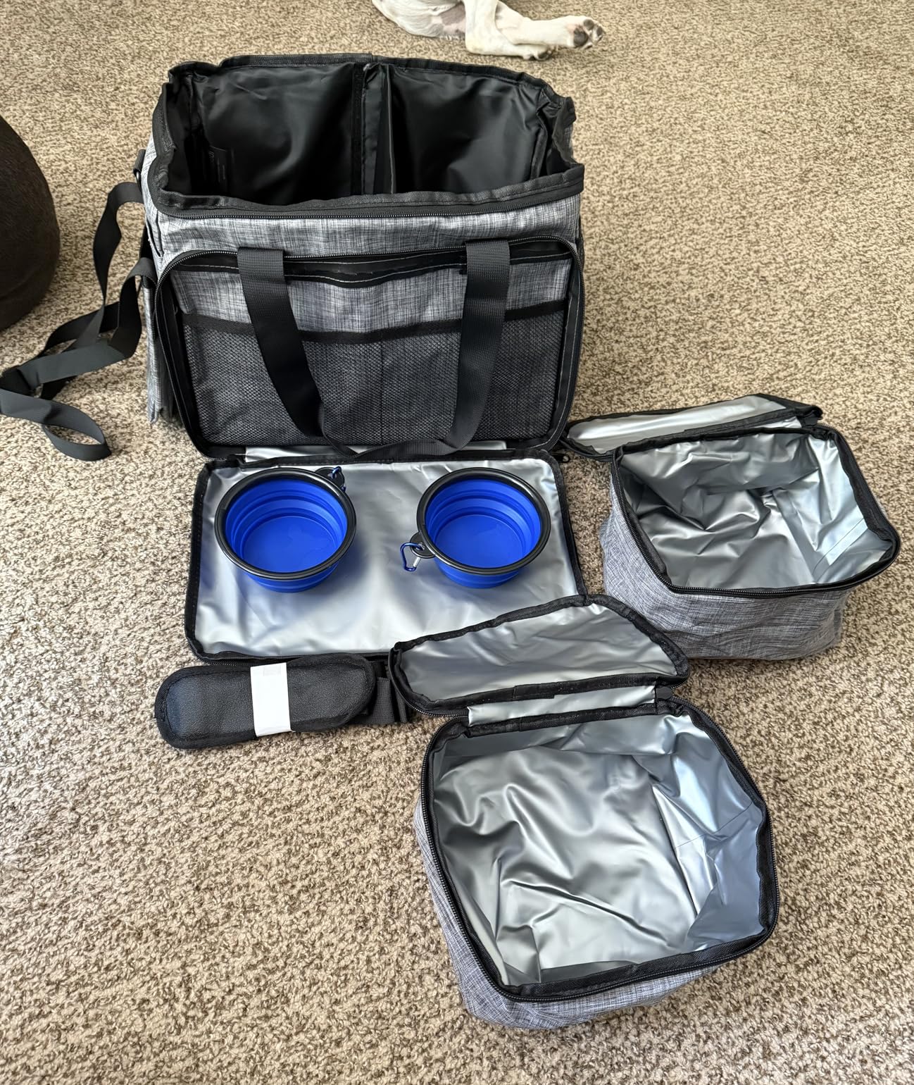 6 Set Dog Travel Bag, Large Pet Travel Kit for Supplies Includes 2 Food Containers, 1 Pet Organizer for Dogs, 2 Collapsible Bowls, 1 Treat Pouch, Dog Weekend Overnight Bag Luggage customer photo 2