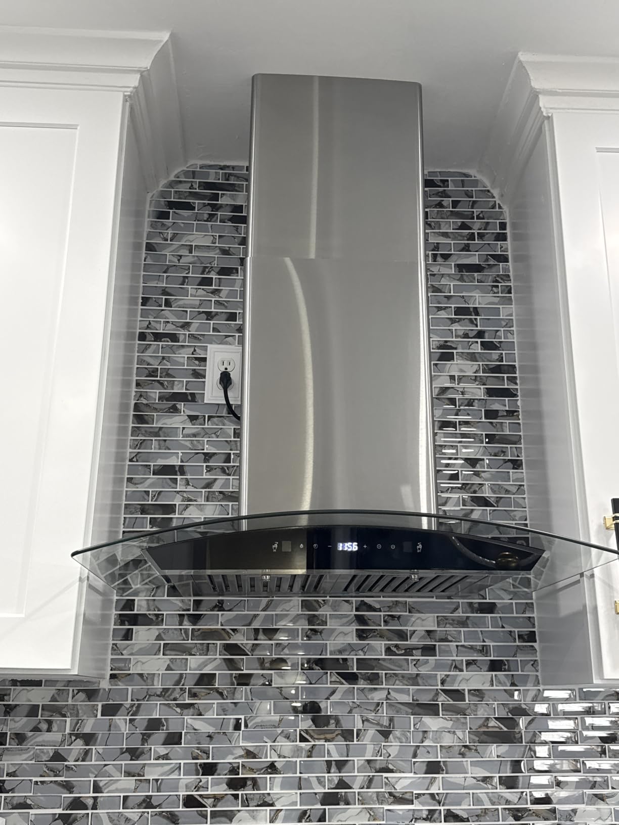 Range Hood 30 Inch, Tieasy Wall Mount Kitchen Hood with Ducted/Ductless Convertible Duct, Stainless Steel Chimney and Baffle Filters, Touch Control Fan Timer, LED Lights, 3 Speed Fan customer photo 2