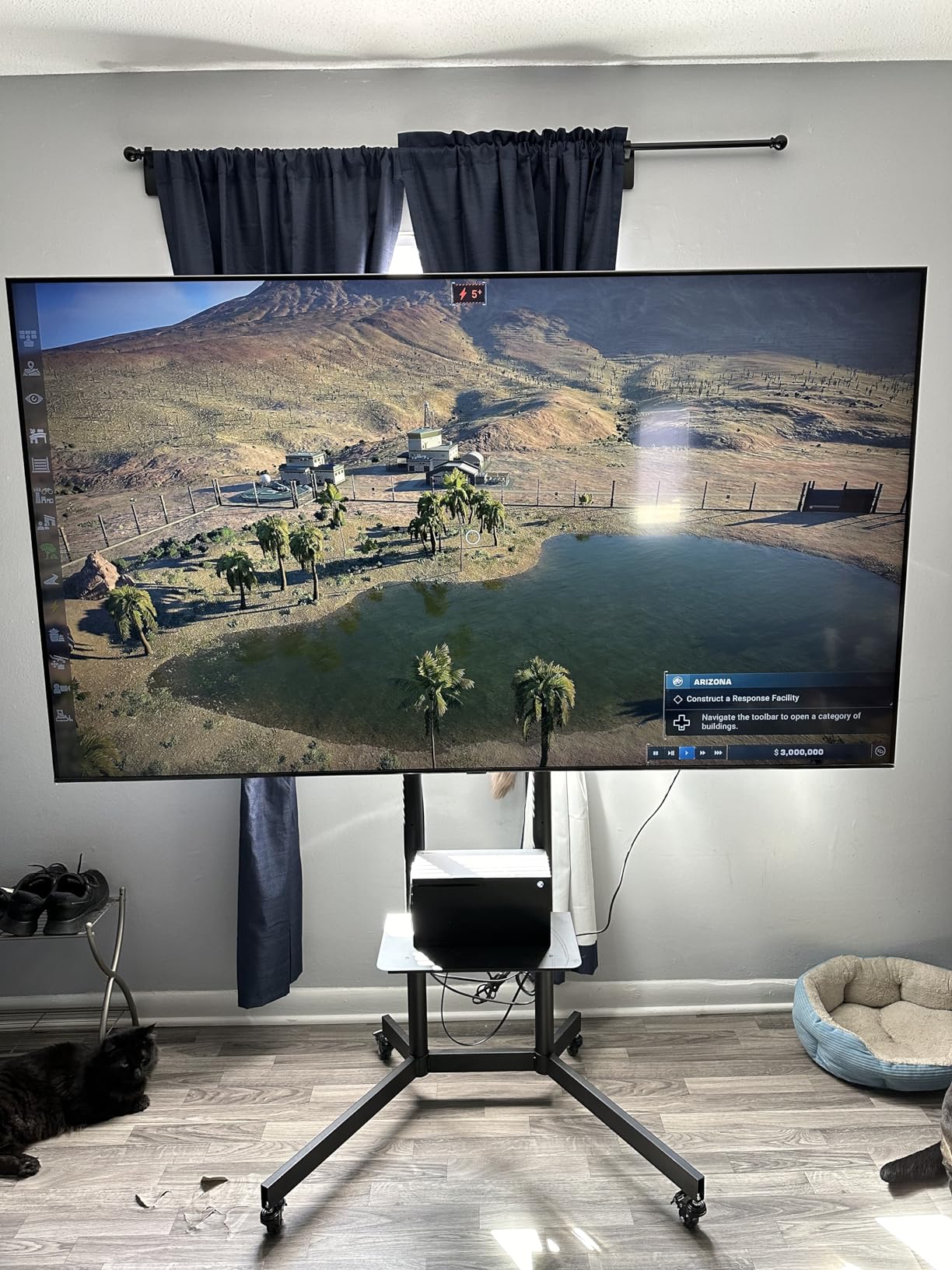 Perlegear Rolling TV Stand, Mobile TV Stand on Wheels for 32-85 Inch Screens up to 132 lbs, Height Adjustable Mobile TV Cart with Metal Shelf, Rolling TV Cart with Lockable Wheels Max VESA 600x400mm customer photo 2