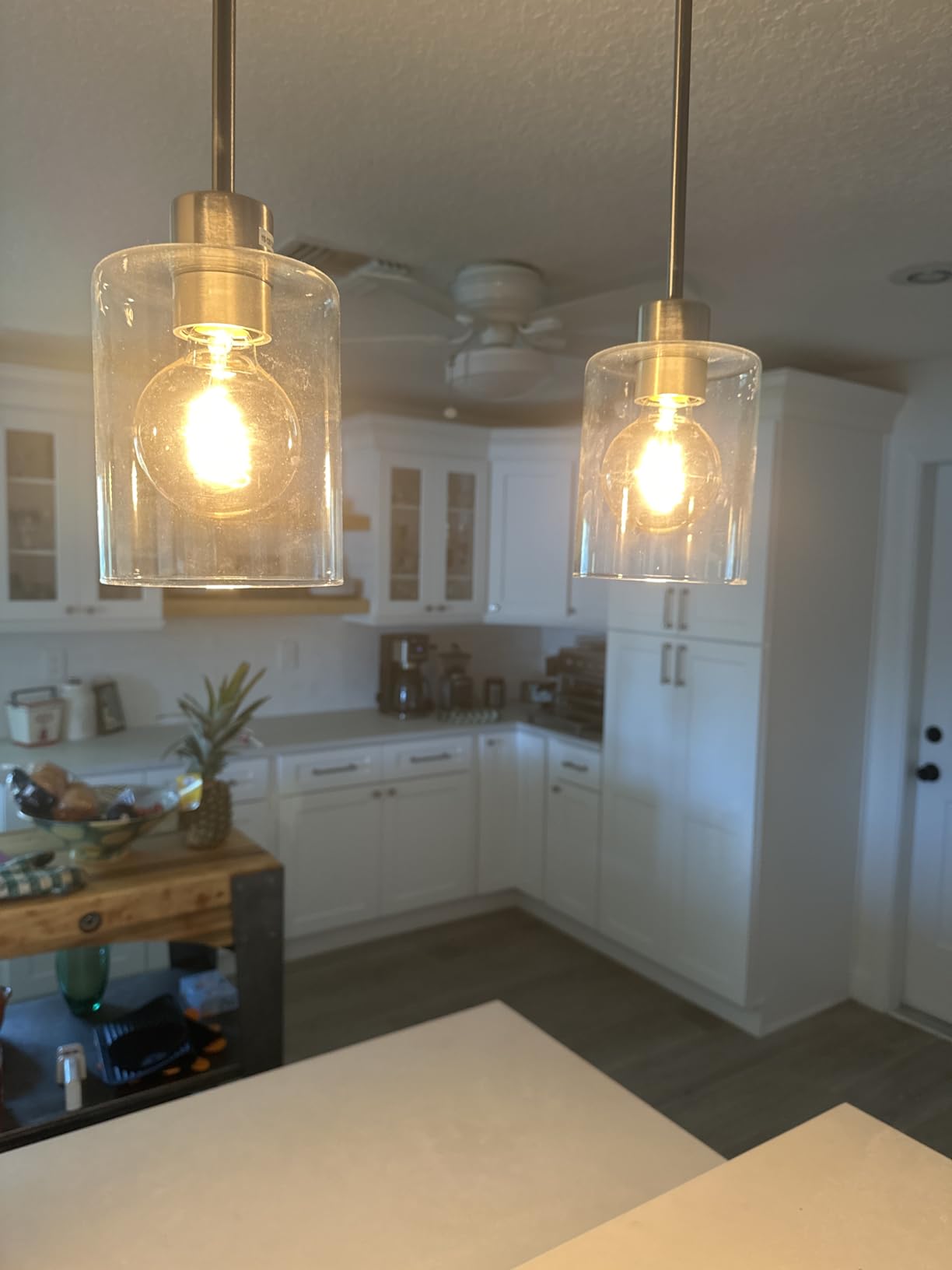 Modern Black Farmhouse Clear Glass Cylinder Pendant Light Fixture, Island Lights for Kitchen, Mini Pendant Lighting for Kitchen Island Decor - 4.75 Inch Shade 58 Inch Cord (Black 2 Pack) customer photo 2