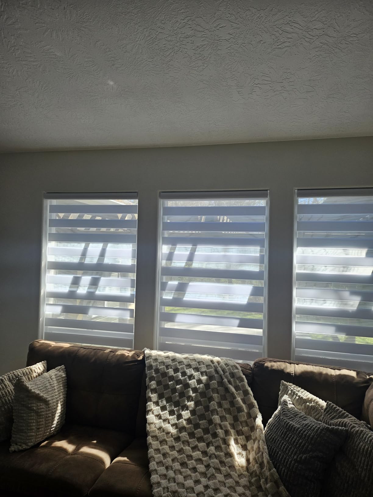 Persilux Cordless Zebra Blinds for Windows Free-Stop Roller Windows Shades (24 W X 72 H, White) Dual Layer Light Control for Day and Night customer photo 2