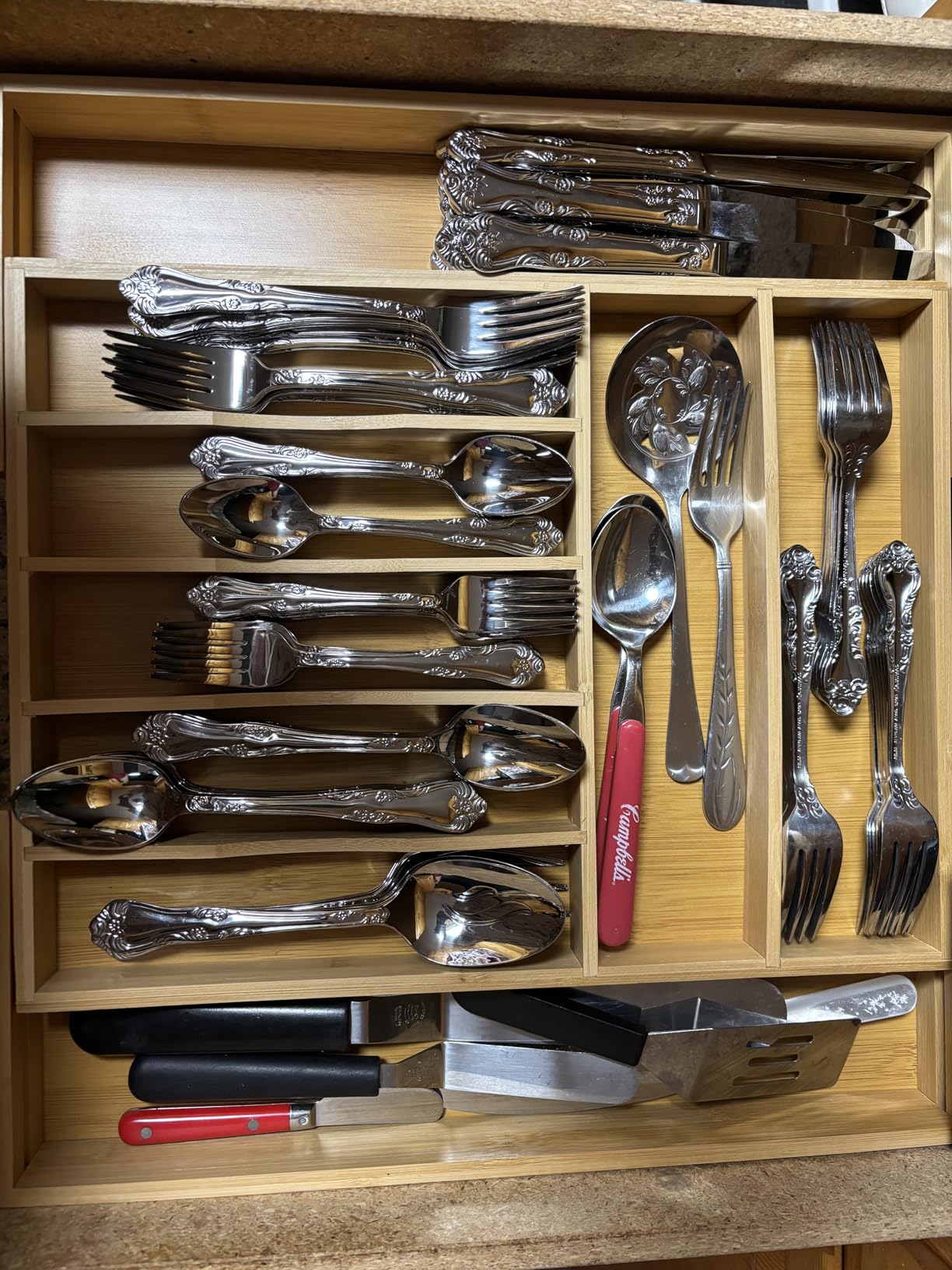 Bellsal Silverware Organizer Kitchen Drawer Organizer Expandable Bamboo Utensil Holder Cutlery Tray for Kitchen Utensil and Flatware Bedroom Office customer photo 1