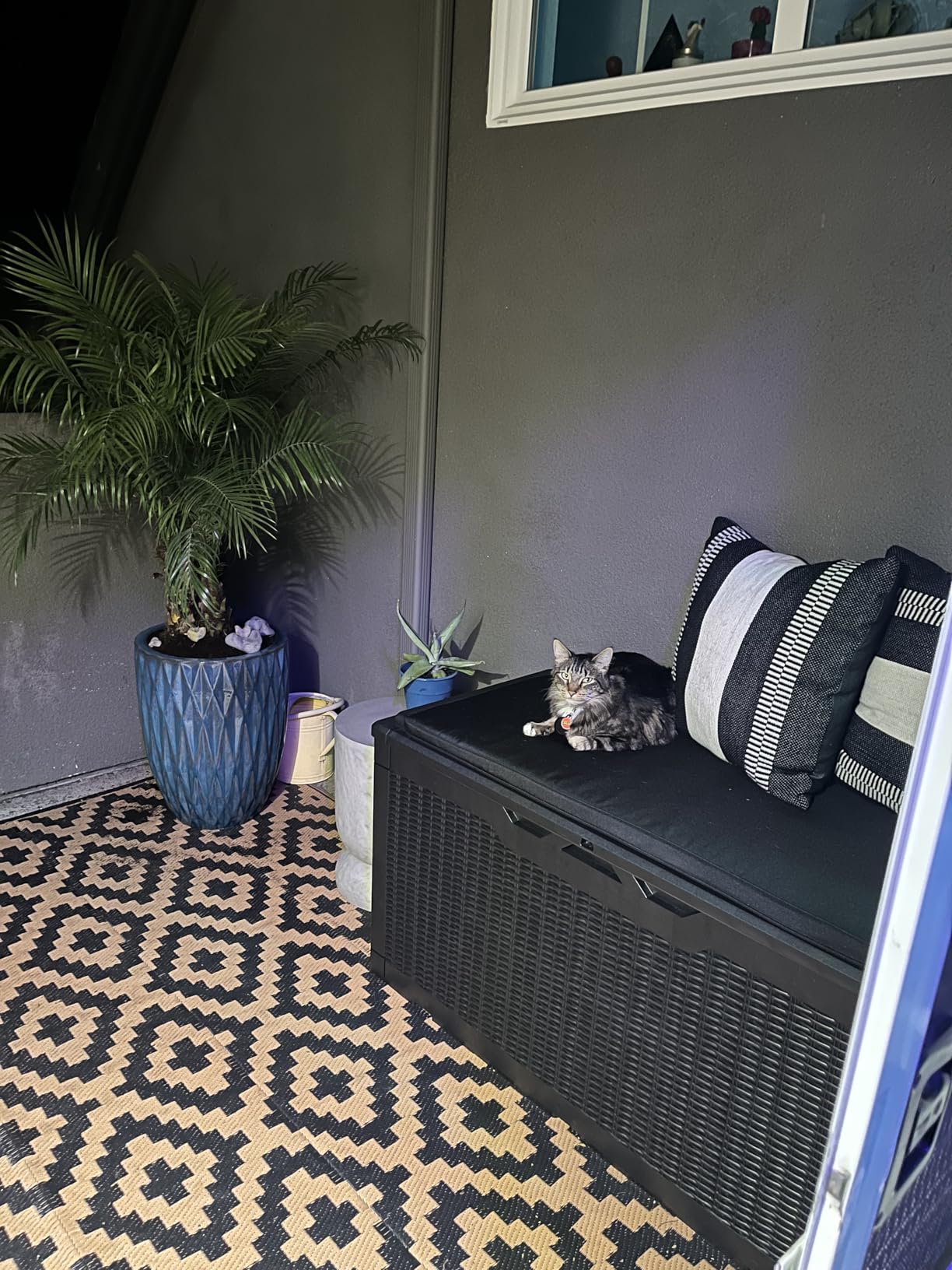 SAND MINE Waterproof Outdoor Rug 5x8 ft, Plastic Reversible Rug, Modern Area Rug, Large Floor Mat for Outdoors, RV, Patio, Backyard, Deck, Picnic, Beach, Camping, Black & Beige customer photo 2