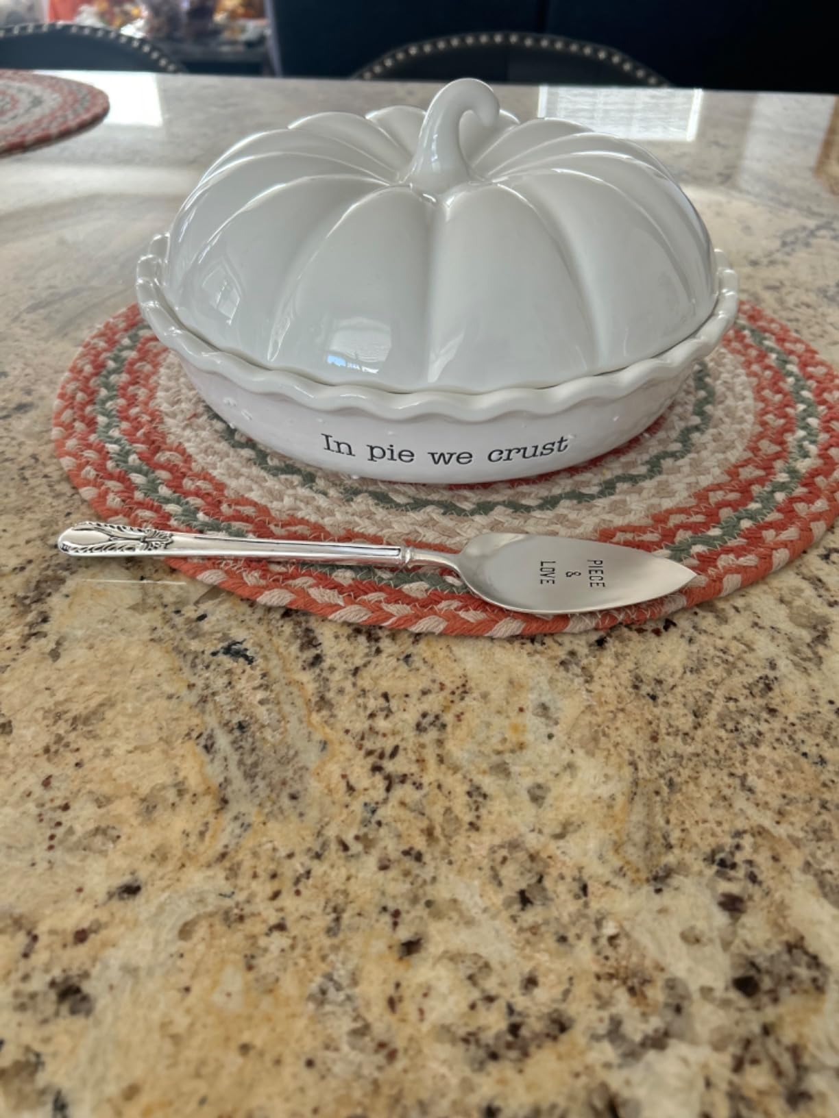 Mud Pie Circa Pumpkin Pie Dish Set, White, 5.5