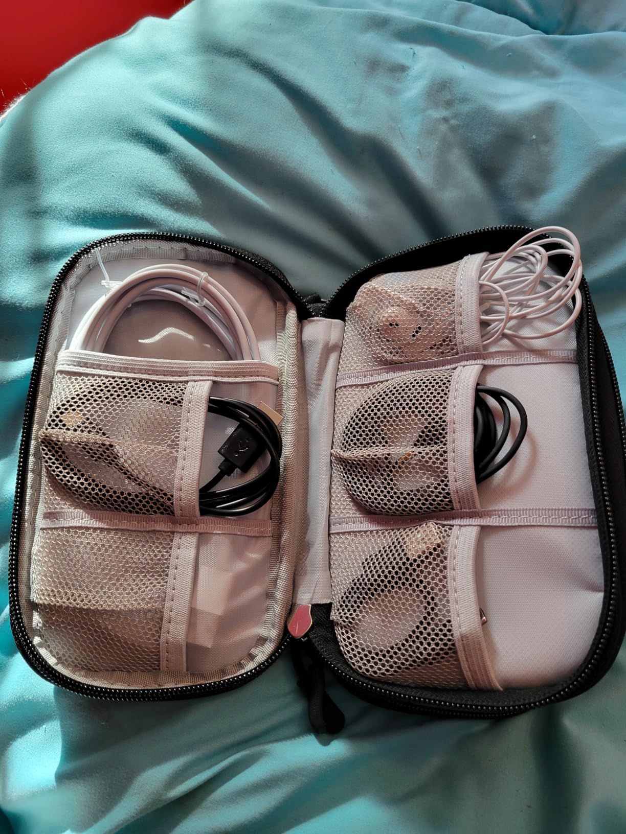 FYY Electronic Organizer, Travel Bag, Pouch, Carry Case Portable Waterproof Double Layers for Cable, Cord, Charger, Phone, Earphone customer photo 2