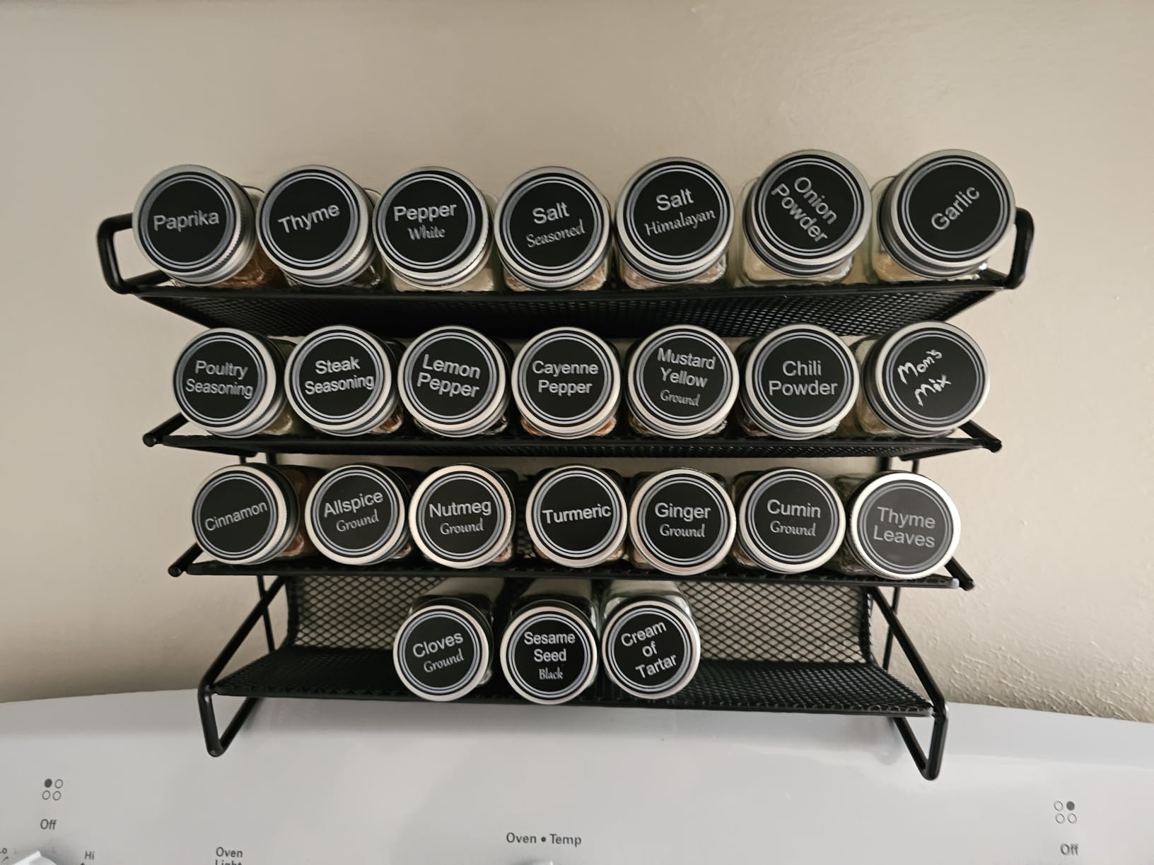 SpaceAid Spice Rack Organizer with 28 Spice Jars, 386 Spice Labels, Chalk Marker and Funnel Set for Cabinet, Countertop, Pantry, Cupboard or Door & Wall Mount - 28 Jars, 13.4