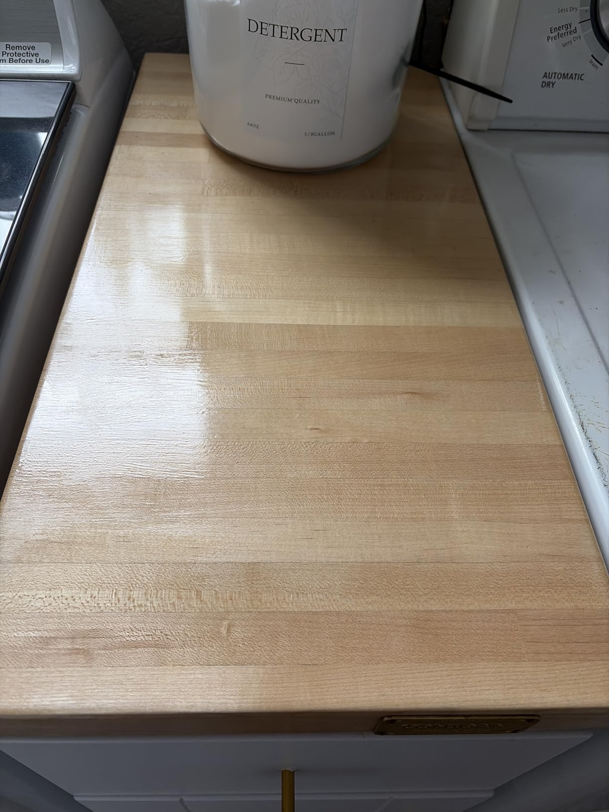 CONSDAN Butcher Block Counter Top, USA Grown Hard Maple Solid Hardwood Countertop, Washer/Laundry Countertop, Table Top, Polished, Prefinished with Food-safe Oil, 1.5