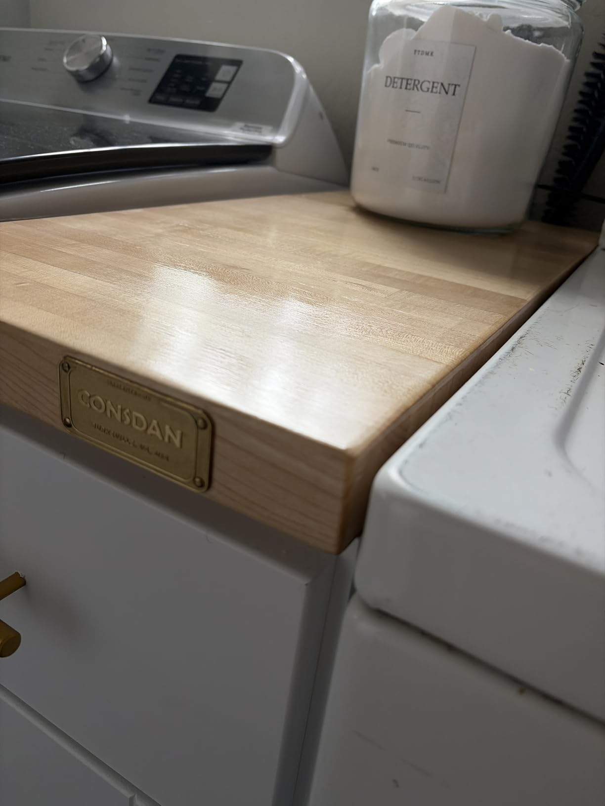 CONSDAN Butcher Block Counter Top, USA Grown Hard Maple Solid Hardwood Countertop, Washer/Laundry Countertop, Table Top, Polished, Prefinished with Food-safe Oil, 1.5