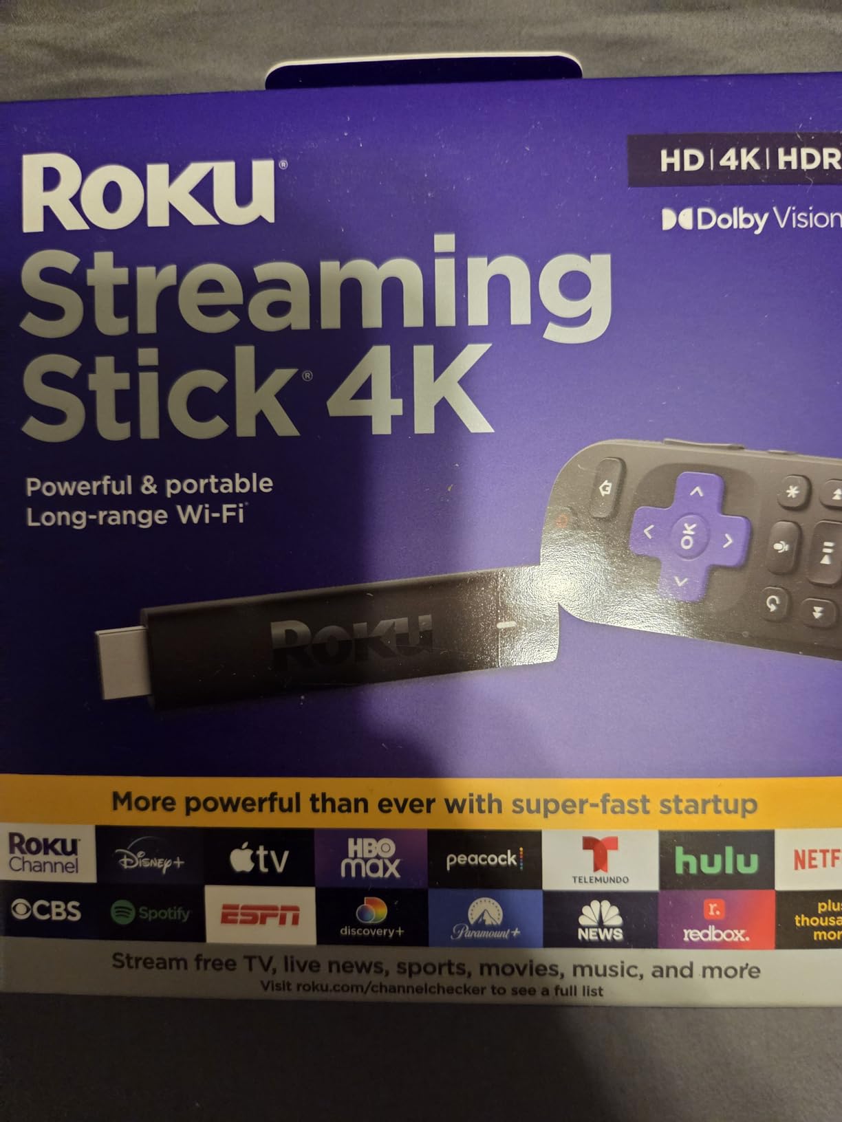 Streaming Stick 4K - HDR & Dolby Vision Roku Streaming Device for TV with Voice Remote & Long-Range Wi-Fi - Free & Live TV customer photo 1