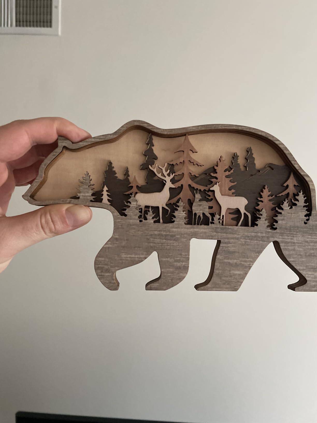 Honoson Forest Animal Rustic Wall Art Decor Wooden Farmhouse Wall Decoration Wooden Animal Decor Wood Forest and Mountain Ornaments for Cabin Bedroom Living Room Decor(Brown,Bear Style) customer photo 1