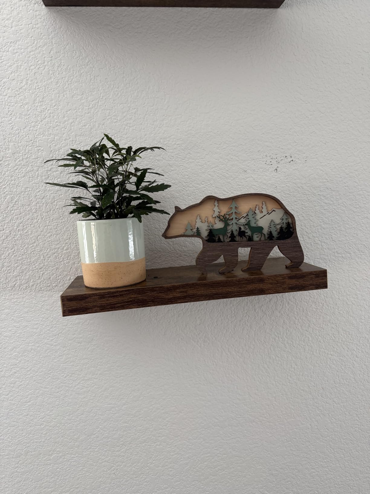 Honoson Forest Animal Rustic Wall Art Decor Wooden Farmhouse Wall Decoration Wooden Animal Decor Wood Forest and Mountain Ornaments for Cabin Bedroom Living Room Decor(Brown,Bear Style) customer photo 2