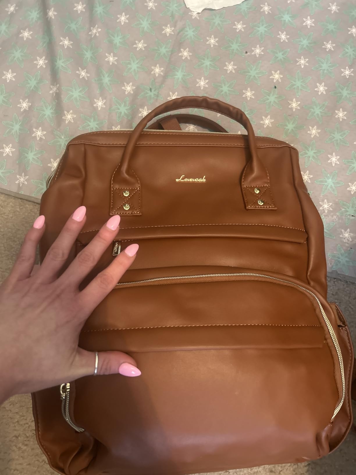 LOVEVOOK Leather Laptop Backpack for Women 15.6 inch,Travel Purse Nurse Teacher Carry On Backpack Computer Bag,Professional College Business Work Bags with USB Port,Brown customer photo 2