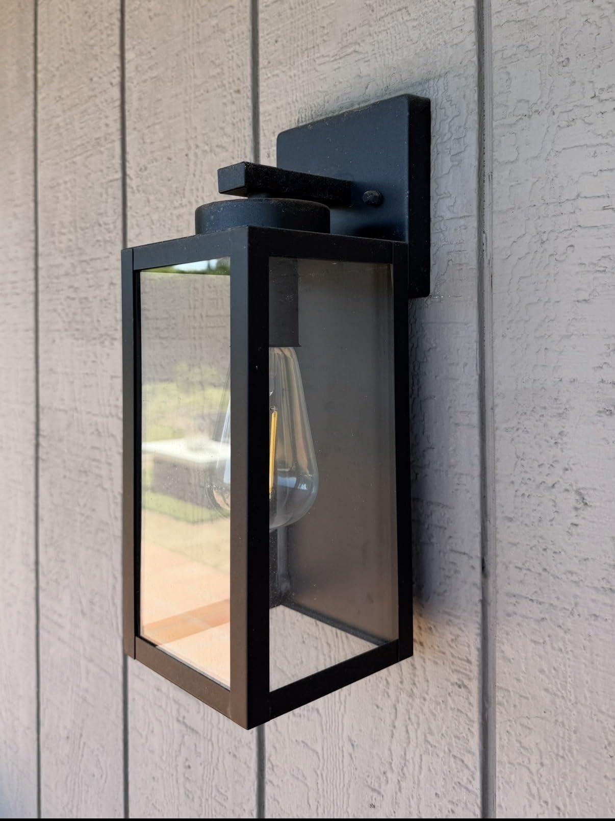 Outdoor Wall Light Fixtures, Exterior Waterproof Wall Lanterns, Porch Sconces Lighting with E26 Sockets & Glass Shades, Modern Matte Black Outside Lights for Patio Front Door Entryway Garage, 2-Pack customer photo 1