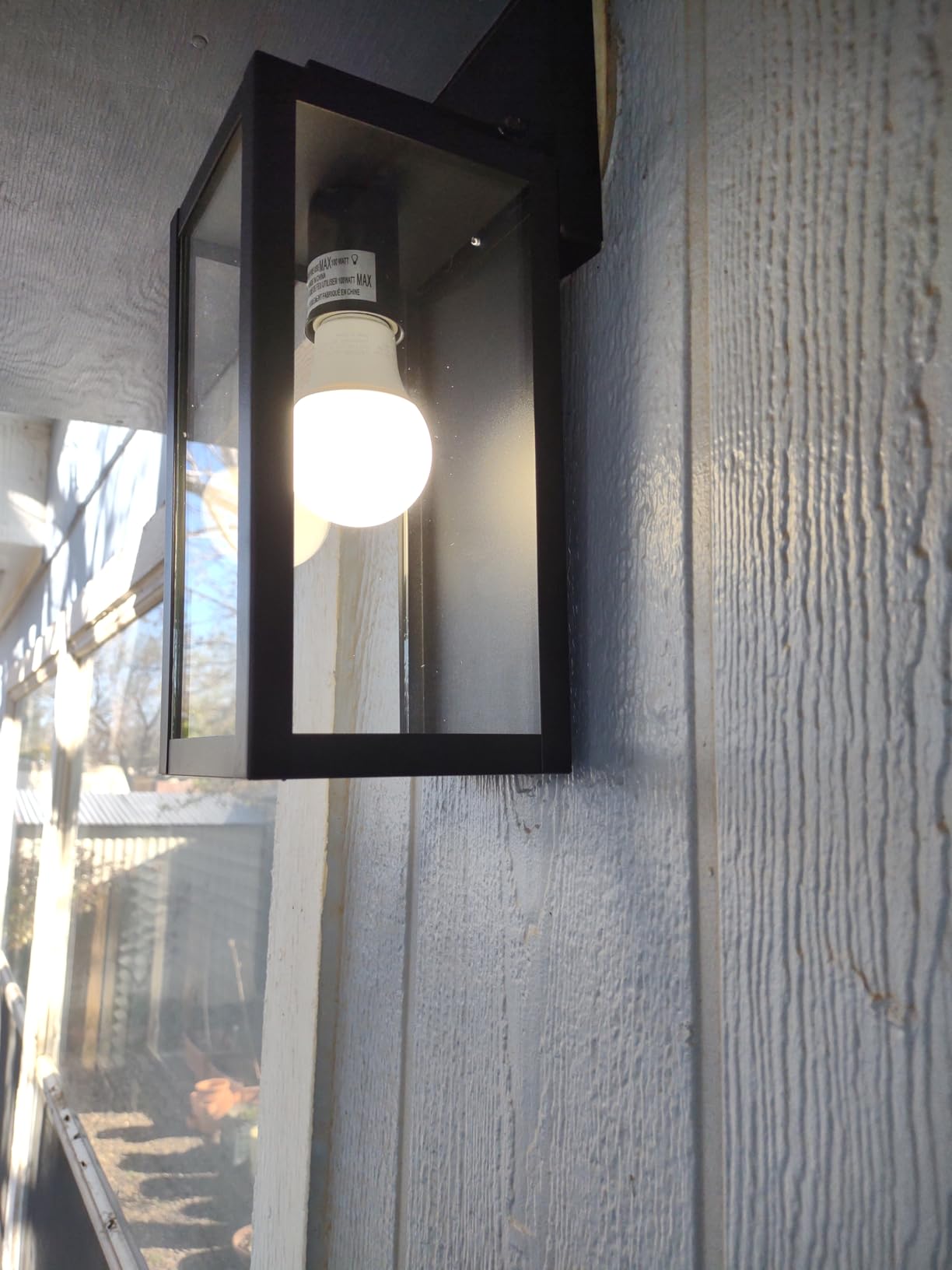 Outdoor Wall Light Fixtures, Exterior Waterproof Wall Lanterns, Porch Sconces Lighting with E26 Sockets & Glass Shades, Modern Matte Black Outside Lights for Patio Front Door Entryway Garage, 2-Pack customer photo 2