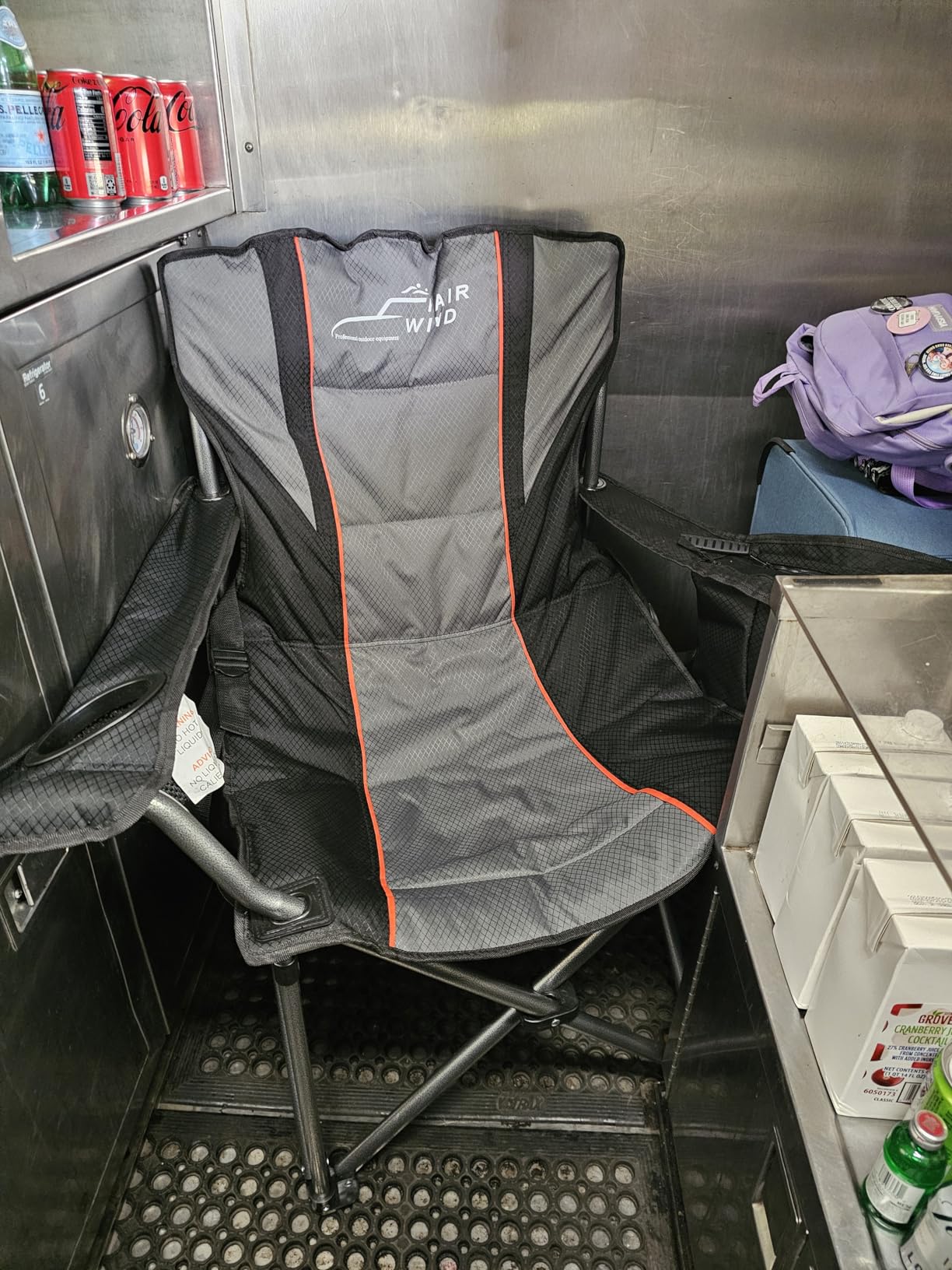 FAIR WIND Padded Camping Chair 500LBS Capacity Heavy Duty Oversized Folding Chair for Heavy People Portable Lawn Chair with Adjustable Lumbar Support, Cooler Bag & Cup Holder for Outdoor, Beach customer photo 2