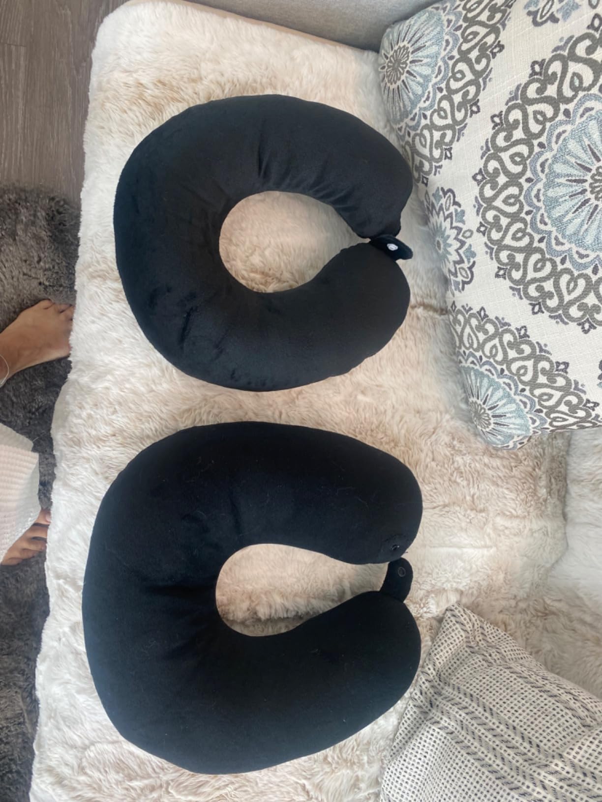 Adult Cozy Soft Microfiber Neck Pillow for Travel - Compact, Machine Washable - Perfect for Airplane, Car, or Home Use - Filled and Finished in The USA customer photo 1