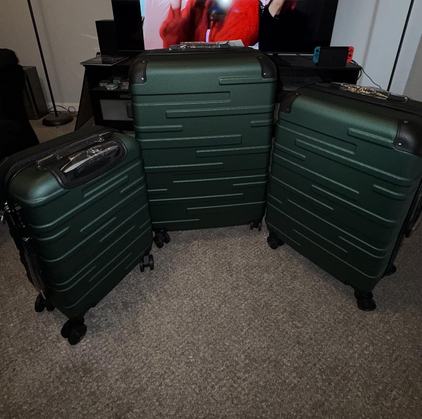 Coolife Hardside Luggage 3 Piece Set with TSA Lock, Spinner Wheels, Telescopic Handle, Lightweight Travel Suitcases (Dark Green, 3 piece set) customer photo 1