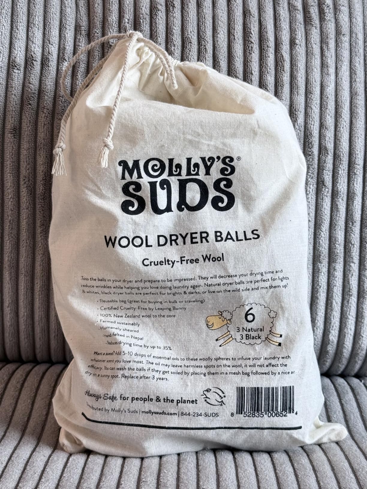 Molly's Suds Wool Dryer Balls | Natural Fabric Softener, Hypoallergenic, Reusable, Unscented, Reduce Drying Time | Large, Mixed Set of 6 customer photo 1