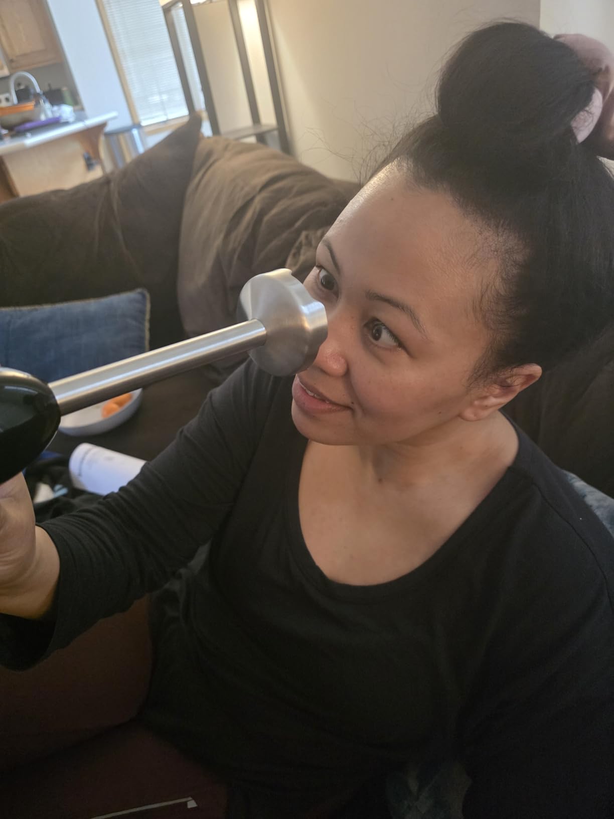 Bonsenkitchen Hand Blender, Immersion Blender with 2 Mixing Speed, Electric Handheld Mixer Portable Stick Mixer with Stainless Steel Blades for Soup, Smoothie, Puree, Baby Food customer photo 2