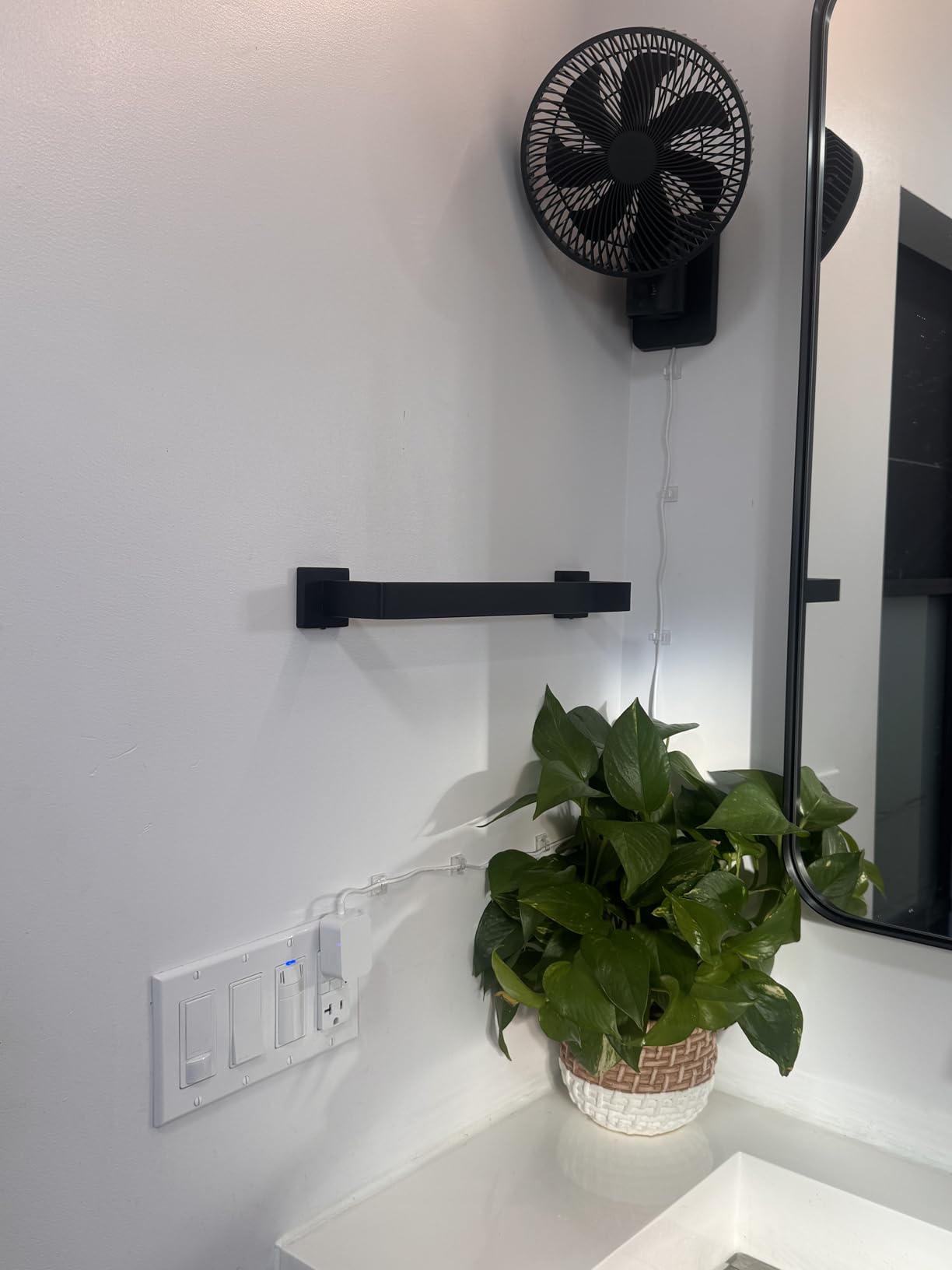 Wall Mounted Oscillating Fan with Remote and Timer, 8.5 Inch Small RV Fan with 4 Speeds, 90° Oscillation, 120° Adjustable Tilt, 5.92 feet Wire, Quiet Corner Fans for Bedroom, Indoor Bathroom customer photo 1