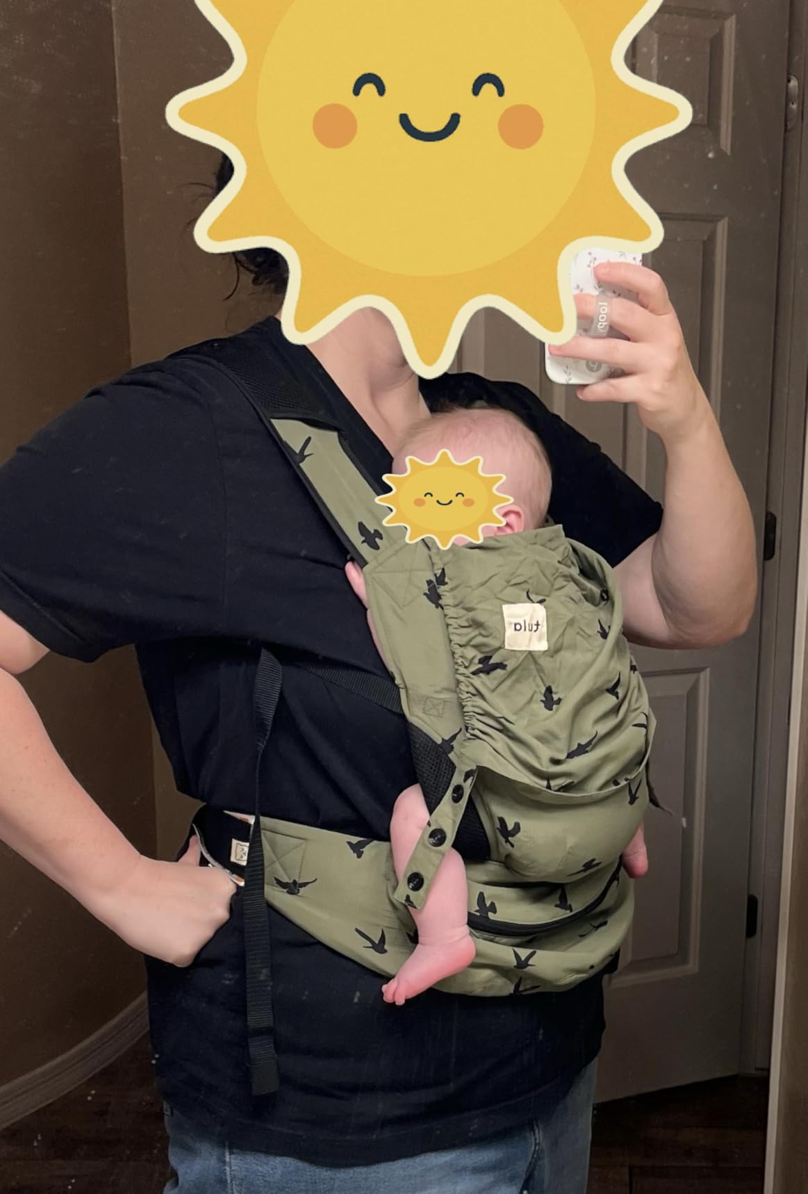 Baby Tula Lite Ripstop Nylon Compact Baby Carrier, Lightweight and Ergonomic Carrier for Travel w/Convenient Storage Hip Pouch, Multiple Carrying Positions for Babies 12lbs to 30lbs - Slate (Blue) customer photo 1