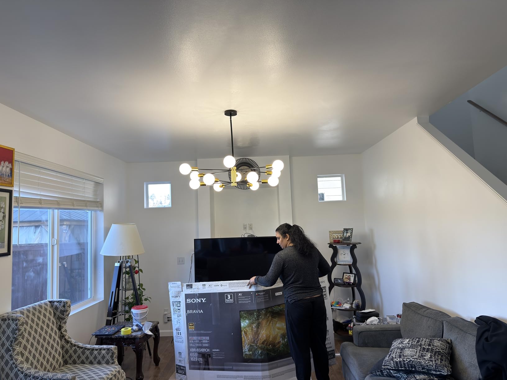 Modern Chandelier Ceiling Light Fixture Sputnik Chandeliers Gold and Black Farmhouse Chandelier Over Table 12-Light Height Adjustable Chandeliers for Dining Room, Living Room,Kitchen Island customer photo 1