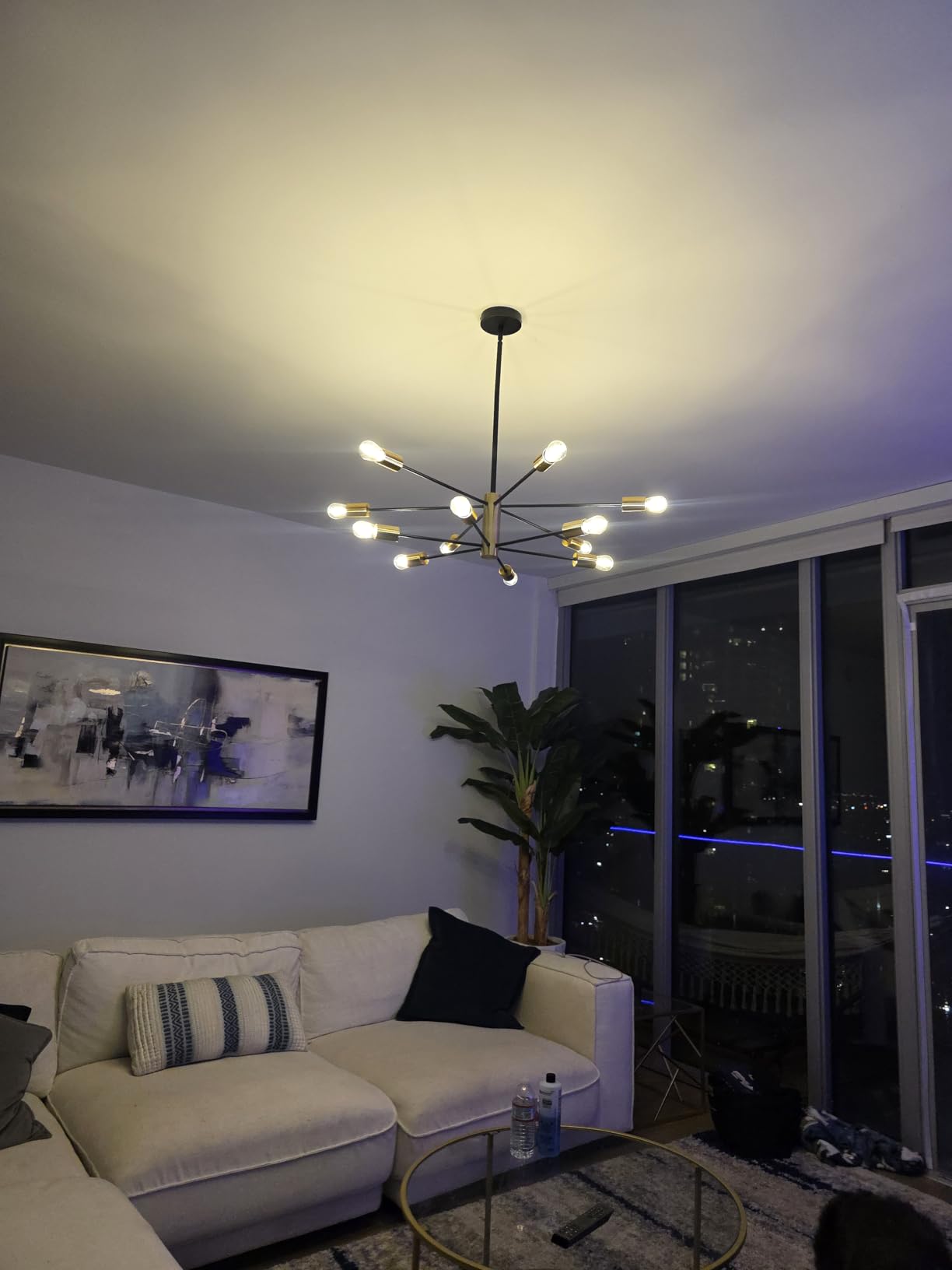 Modern Chandelier Ceiling Light Fixture Sputnik Chandeliers Gold and Black Farmhouse Chandelier Over Table 12-Light Height Adjustable Chandeliers for Dining Room, Living Room,Kitchen Island customer photo 2