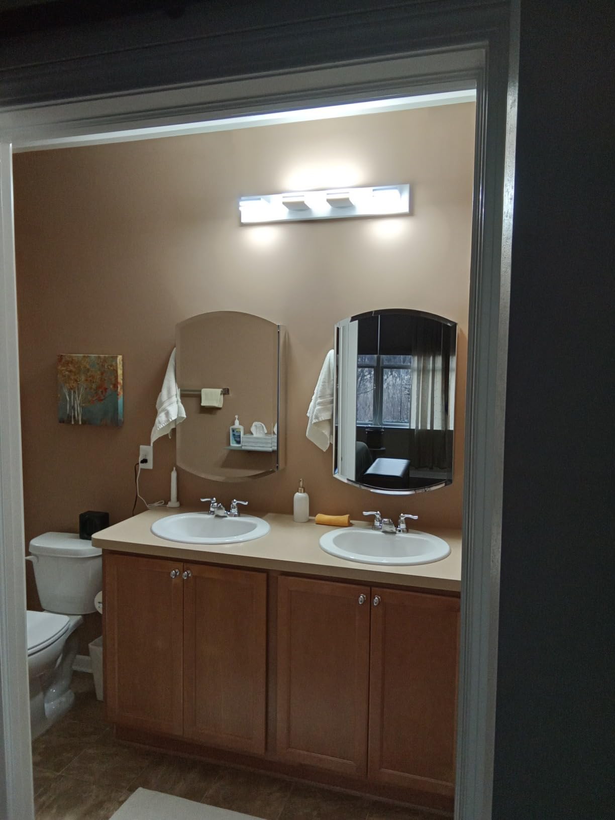 SineRise LED Modern Bathroom Vanity Light Fixtures, Modern Acrylic Bathroom Wall Lighting Fixtures Over Mirror (Cool White 6000K) (3-Light, 24-Inch), Matte Black customer photo 2