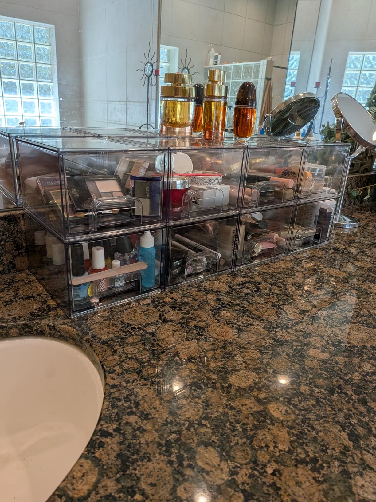 Vtopmart 4 Pack Small Clear Stackable Storage Drawers, Acrylic Bathroom Makeup Organizer, Plastic Storage Bins For Vanity, Undersink, Kitchen Cabinets, Pantry, Home Organization customer photo 1