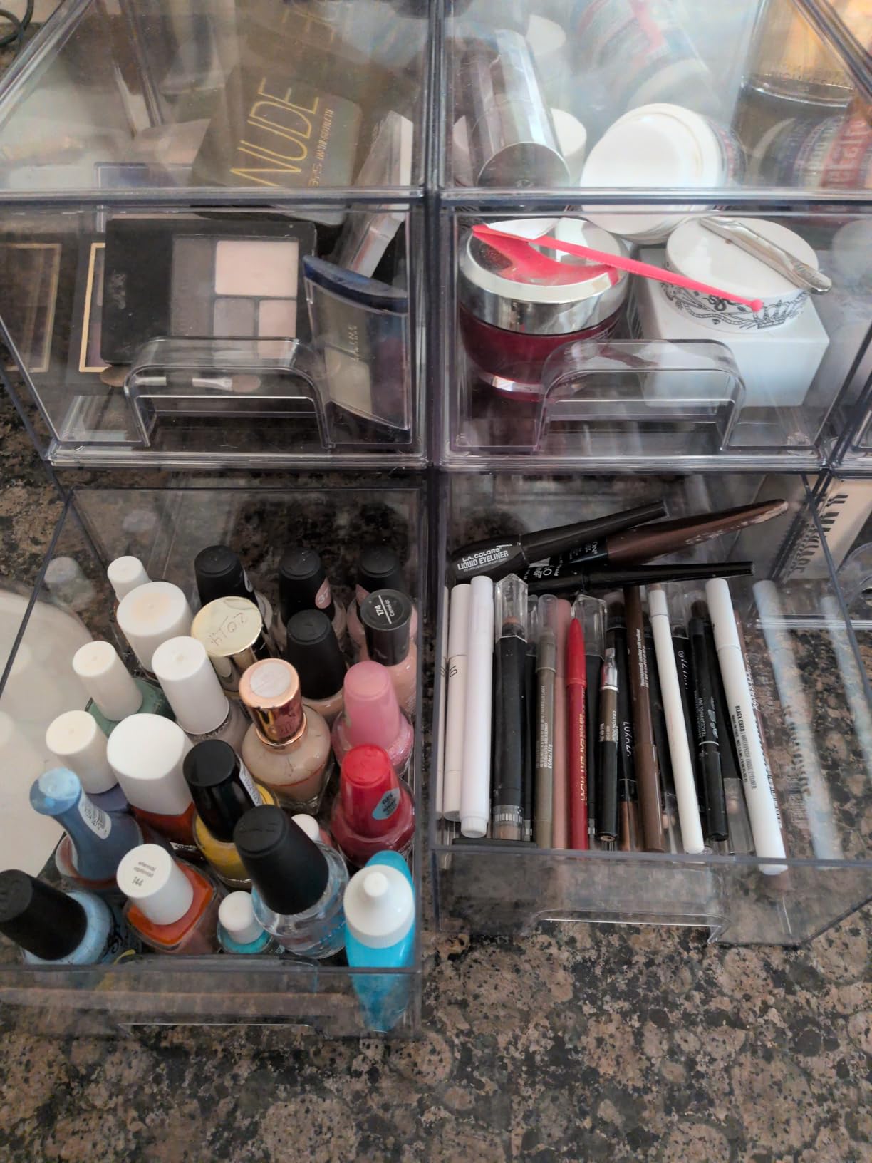 Vtopmart 4 Pack Small Clear Stackable Storage Drawers, Acrylic Bathroom Makeup Organizer, Plastic Storage Bins For Vanity, Undersink, Kitchen Cabinets, Pantry, Home Organization customer photo 2