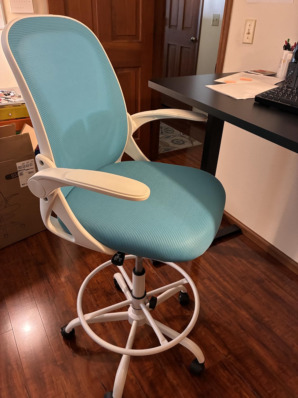 Primy Drafting Chair Tall Office Chair with Flip-up Armrests Executive Ergonomic Computer Standing Desk Chair with Lumbar Support customer photo 2