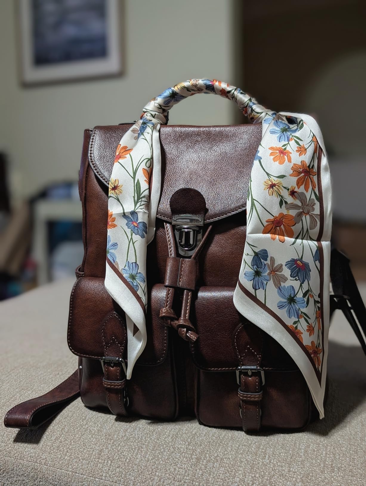 COOLCY Women Vintage Genuine Leather Backpack Purse Fashion Rucksack Practical and Stylish Retro Daypack Bag (Brown) customer photo 1