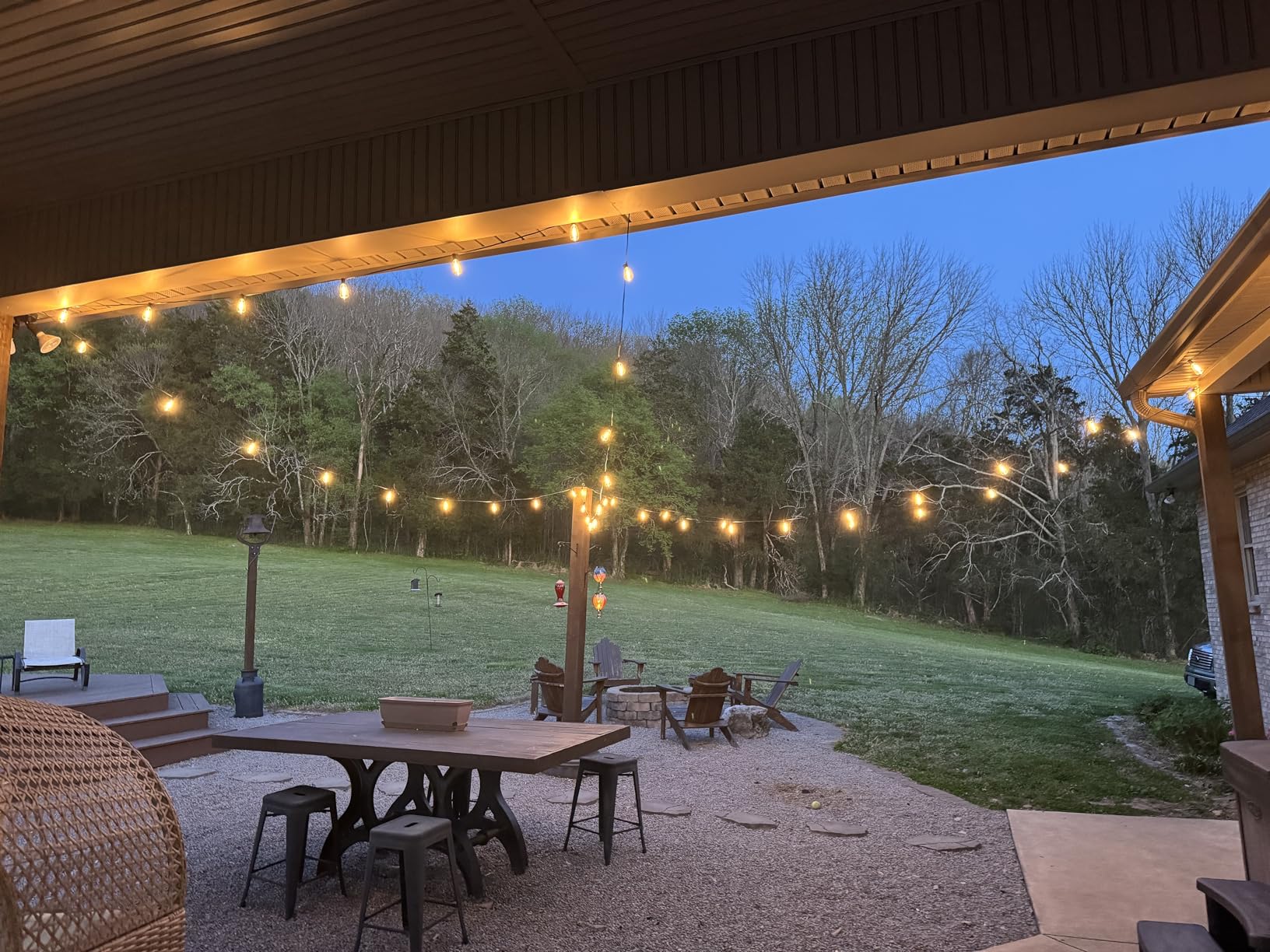 Brightever LED Outdoor String Lights 100FT Patio Lights with 52 Shatterproof ST38 Vintage Edison Bulbs, Outside Hanging Light Waterproof for Porch, Deck, Garden, Backyard, Balcony, 2700K Dimmable customer photo 2