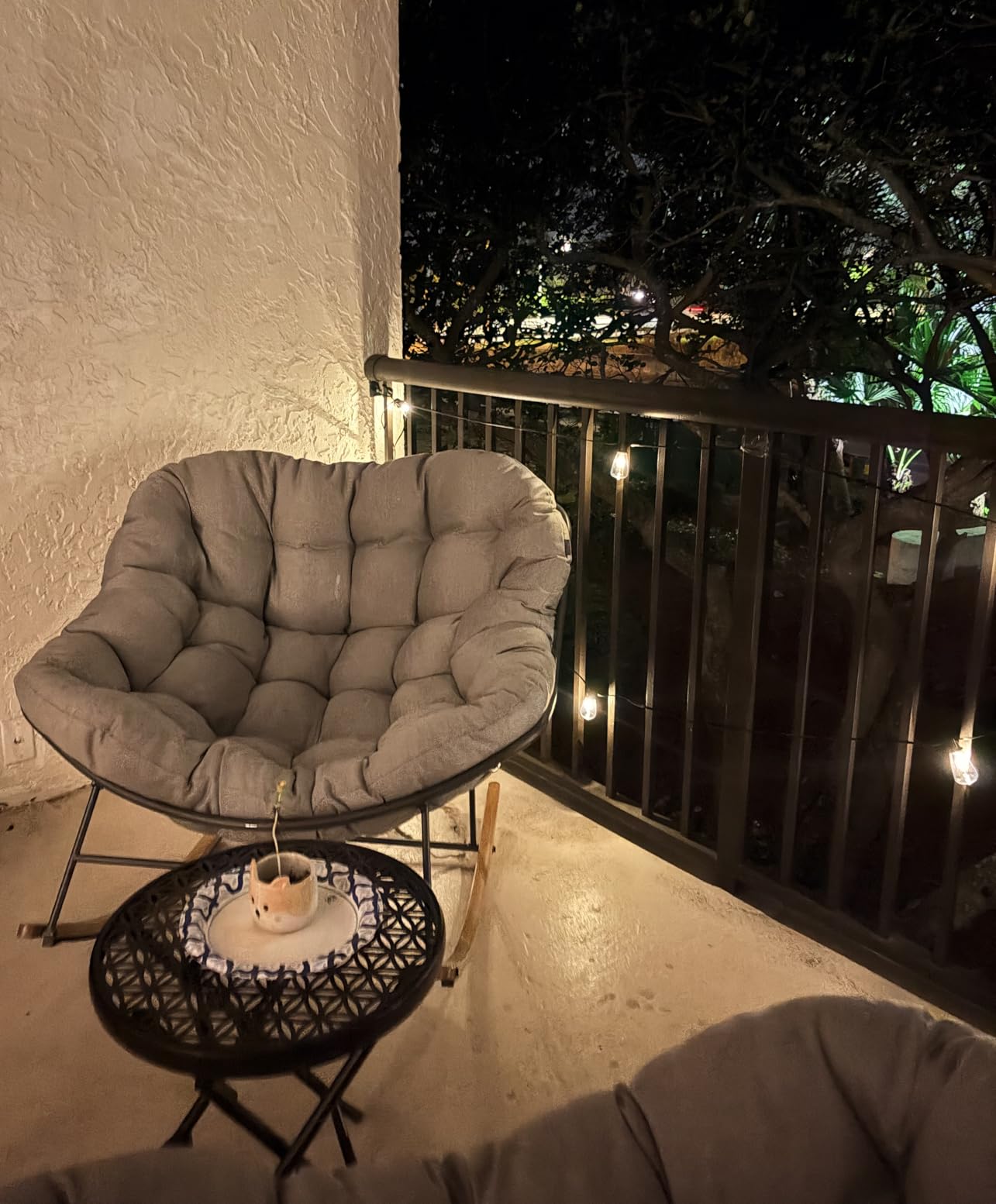 Grand patio Outdoor Rocking Chair, Oversized Papasan Rocking Chair with Thick Cushion (Gray) customer photo 1