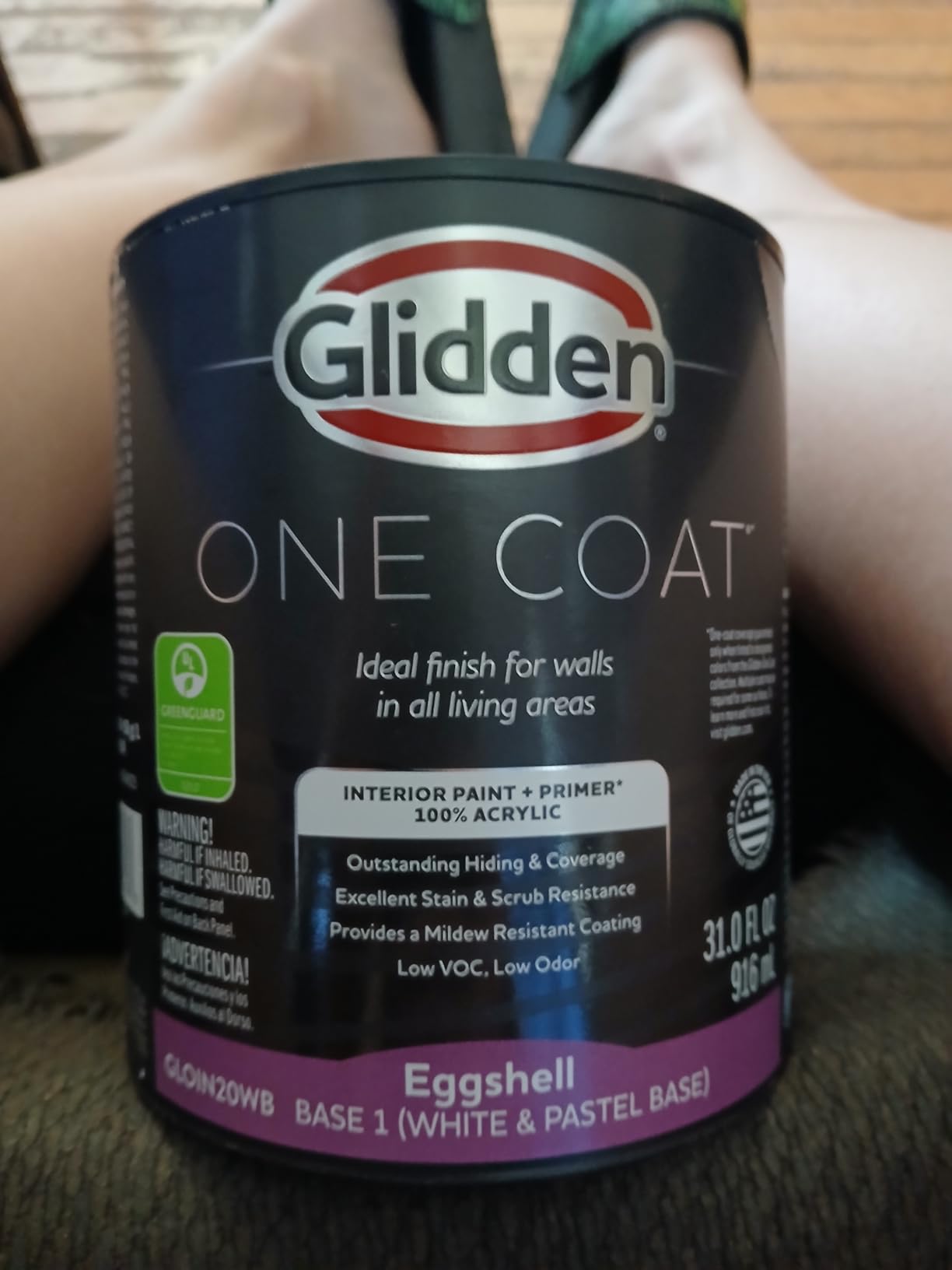 Glidden Total Interior Wall Paint & Primer All-in-One, Black Magic/Black, Semi-Gloss, 1 Gallon customer photo 2