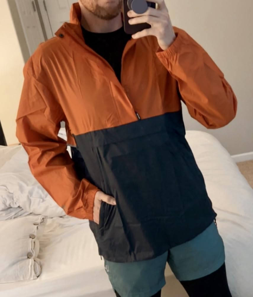 Outdoor Ventures Men's Rain Jacket Waterproof Lightweight Packable Rain Pullover for Hiking Golf Running customer photo 1